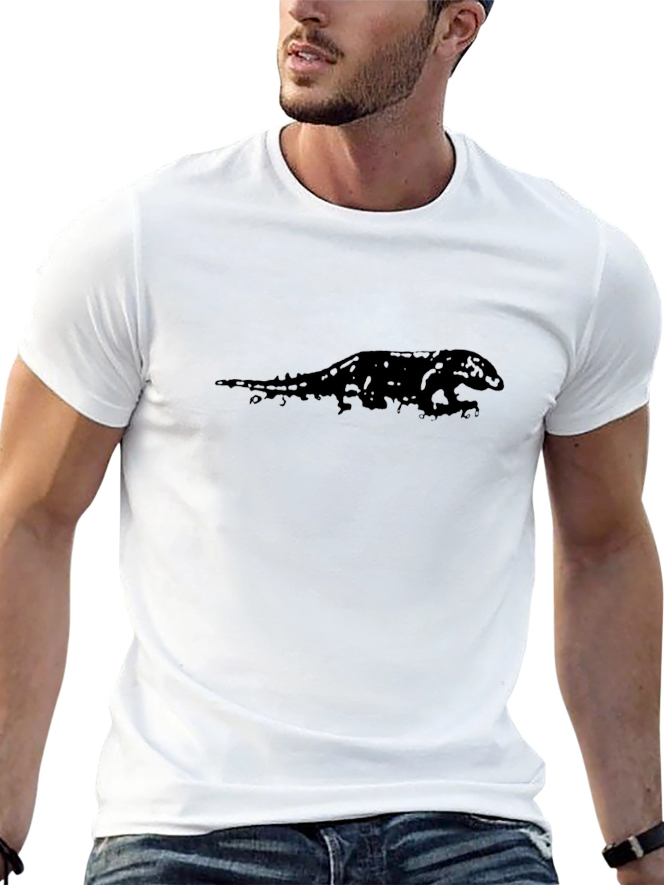 Black Men's Black Komodo Dragon Graphic T-Shirt view 13