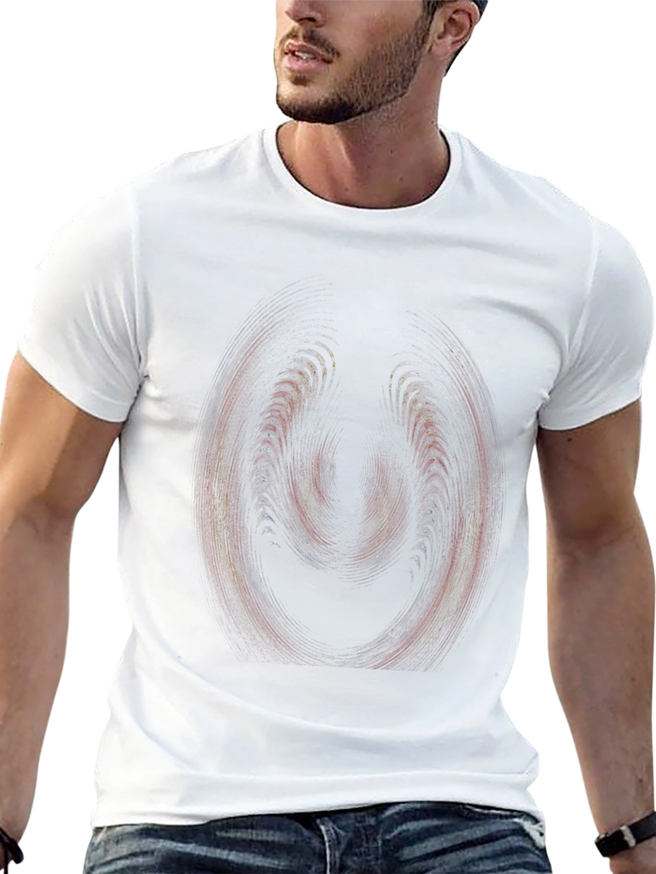 Black Abstract Swirl Graphic Black T-Shirt view 13
