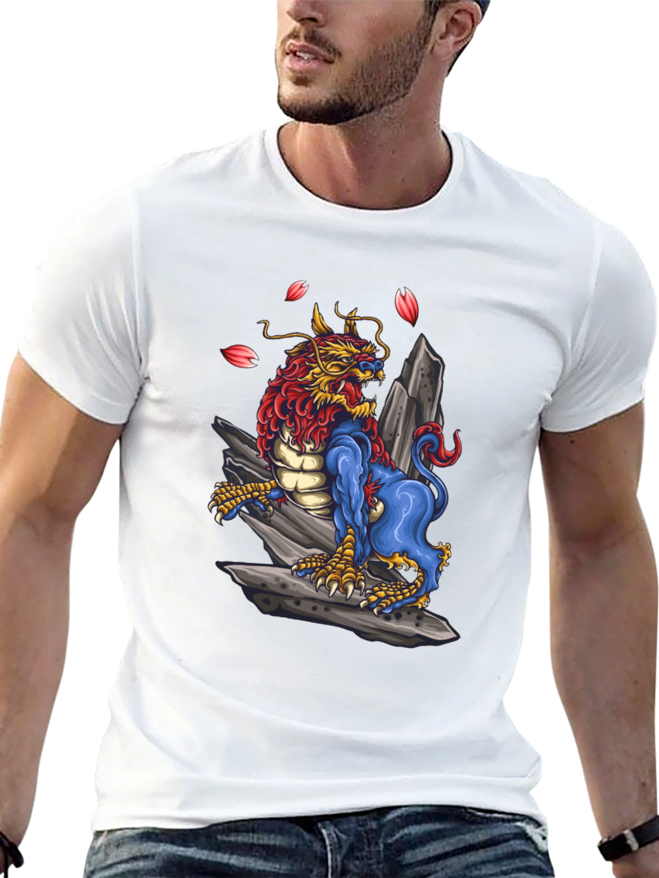 Black Dragon Foo Dog Graphic Tee - Unique Design view 13