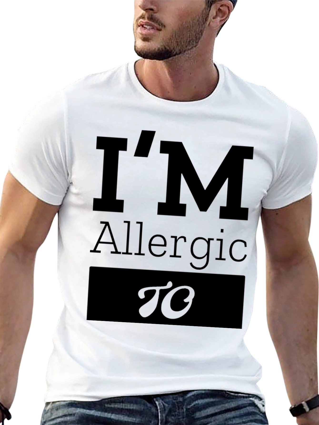 Black I'm Allergic To Funny T-Shirt view 13