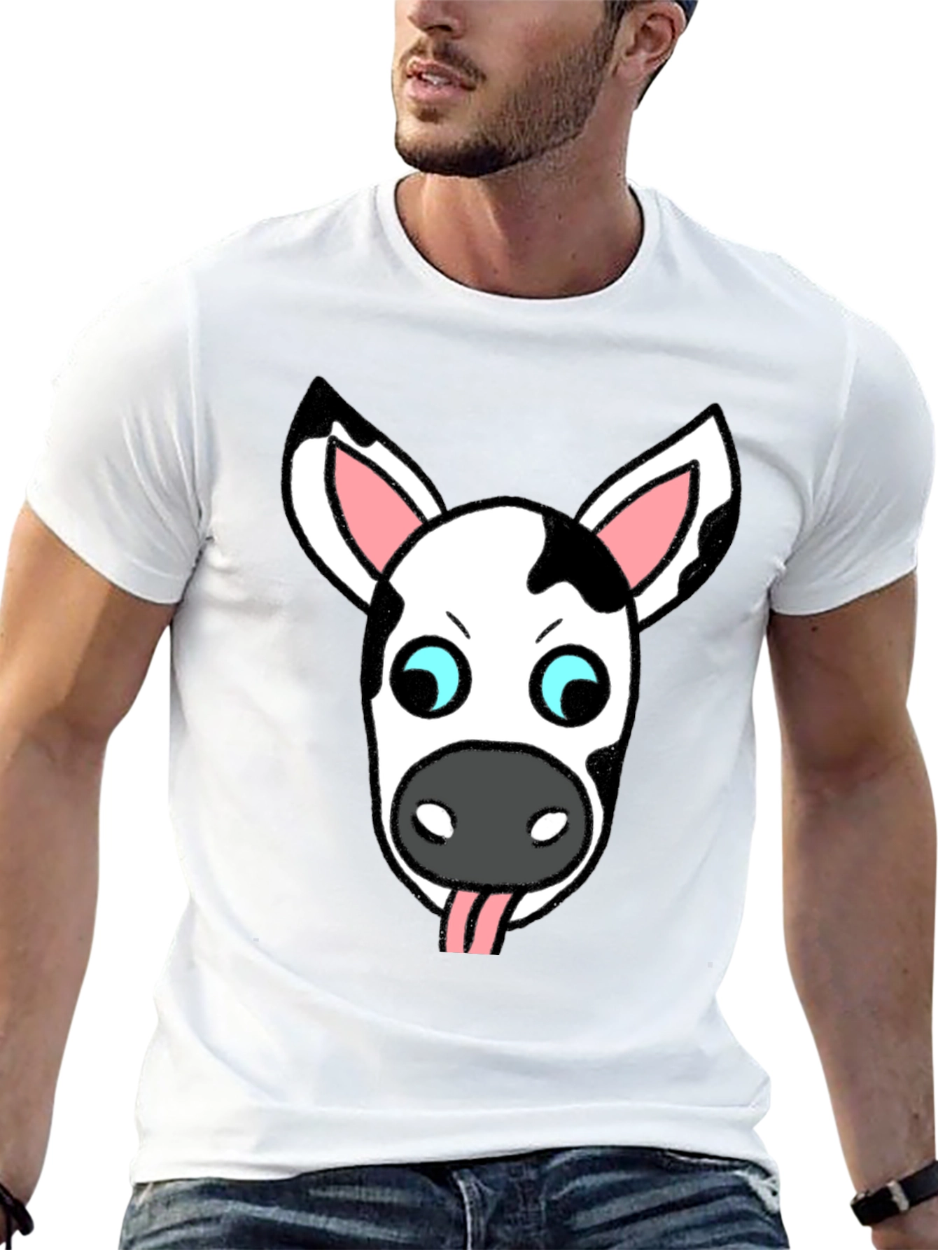 Black Funny Cow Face Graphic T-Shirt view 13