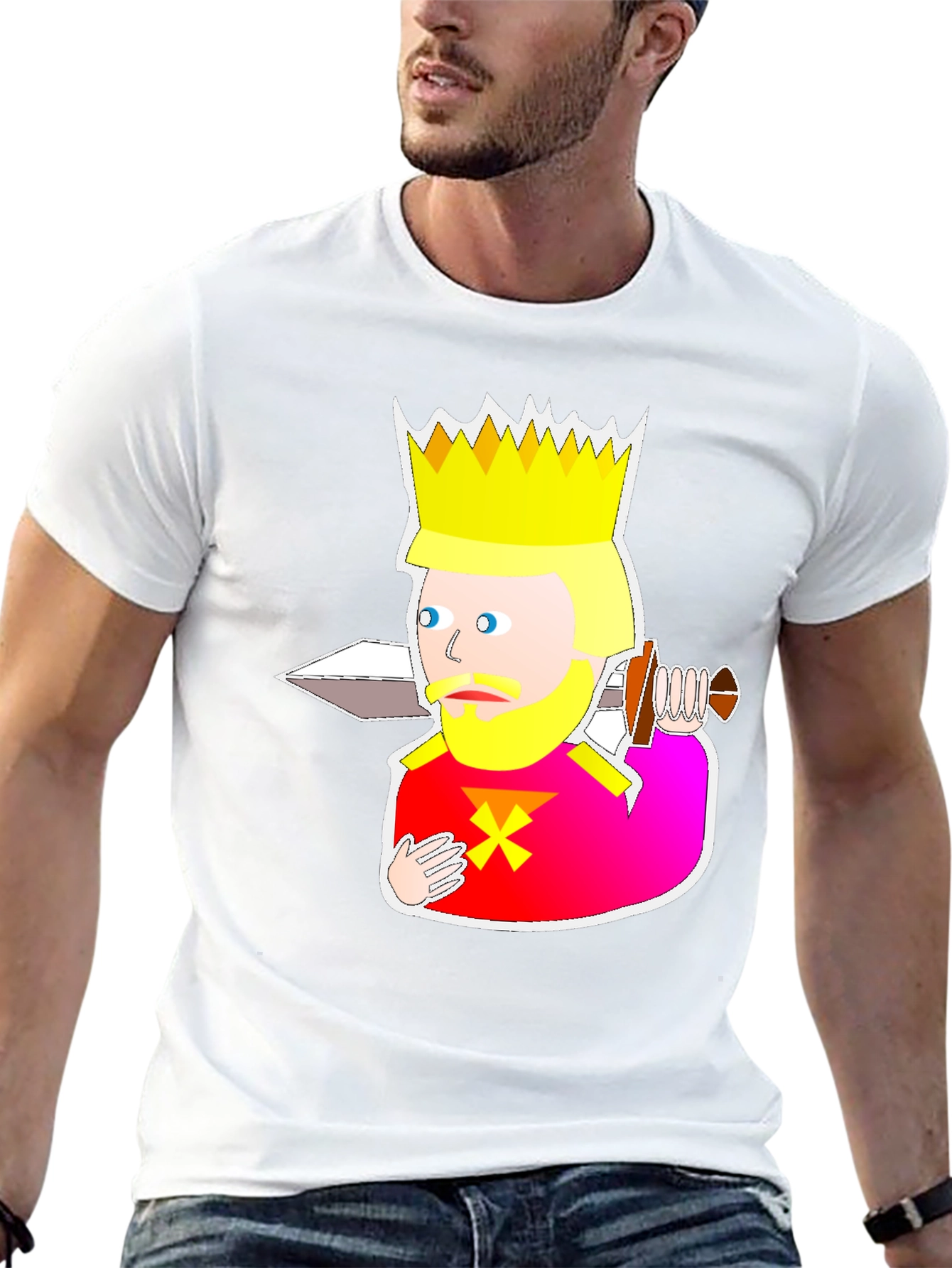 Black King Cartoon Graphic Tee - Black view 13