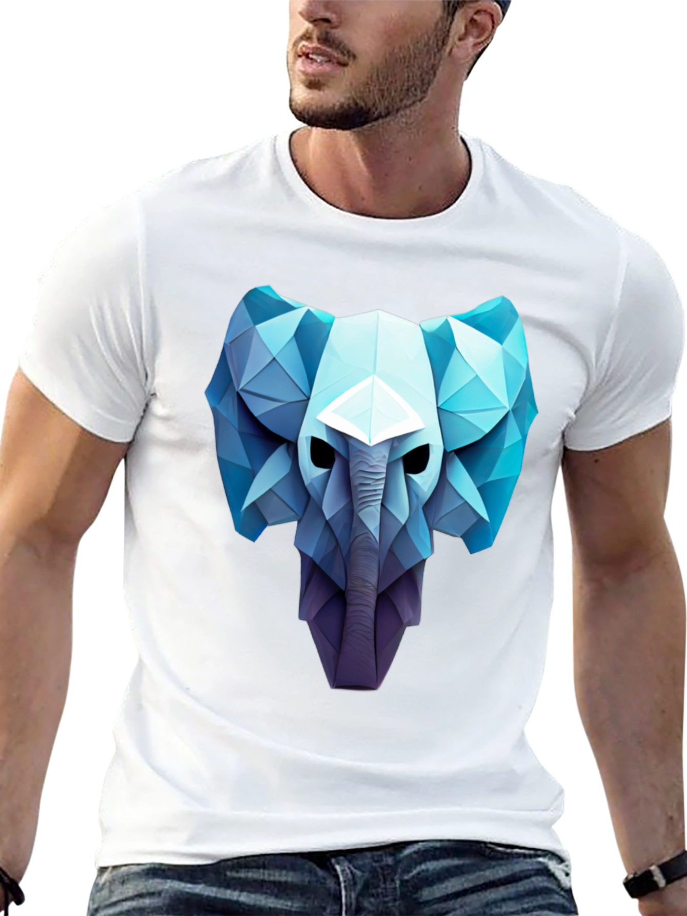 Black Geometric Elephant Graphic Tee - Modern Art Style view 13