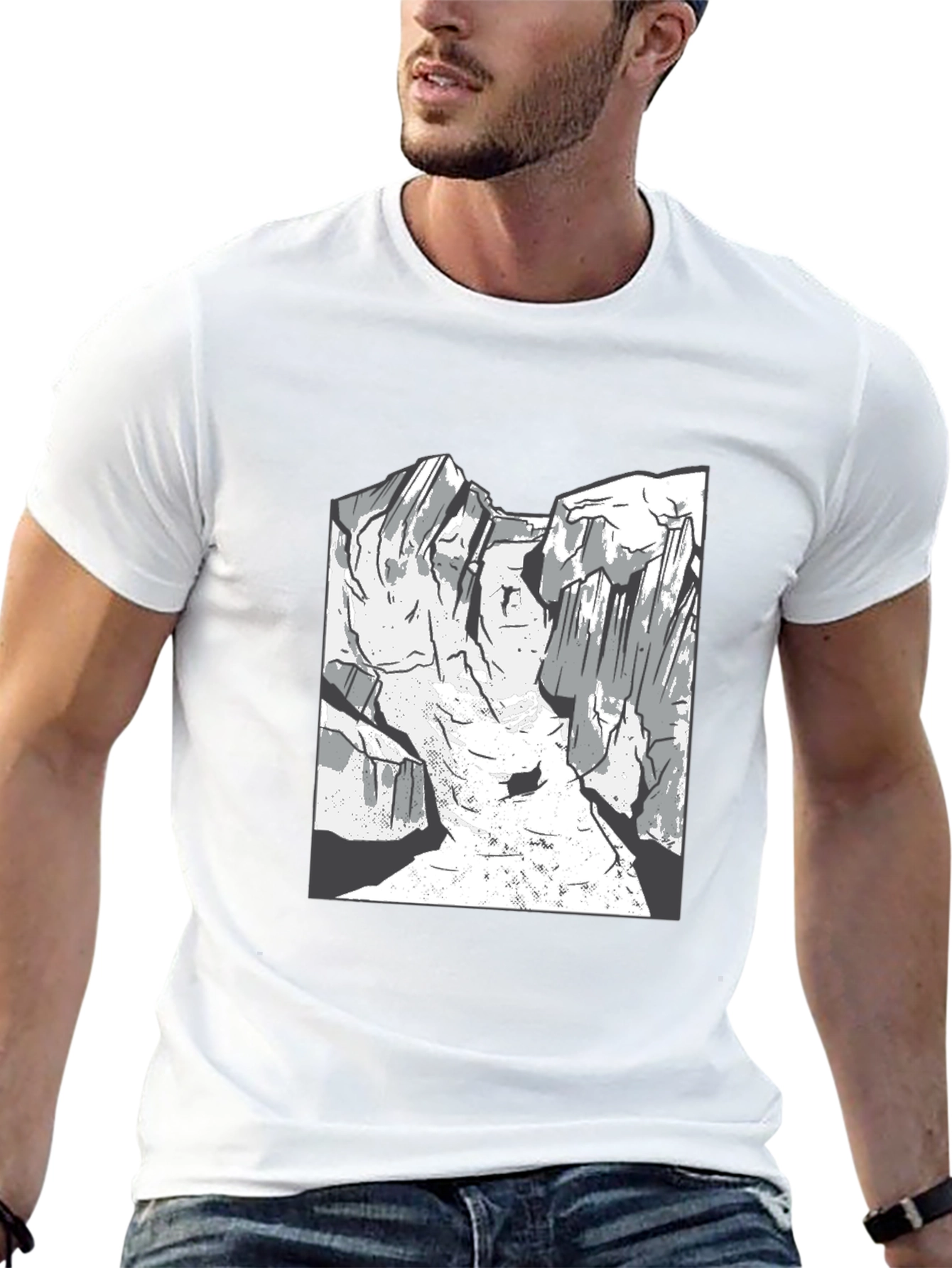 Black Mountain Graphic Tee - Black Cotton Casual Shirt view 13