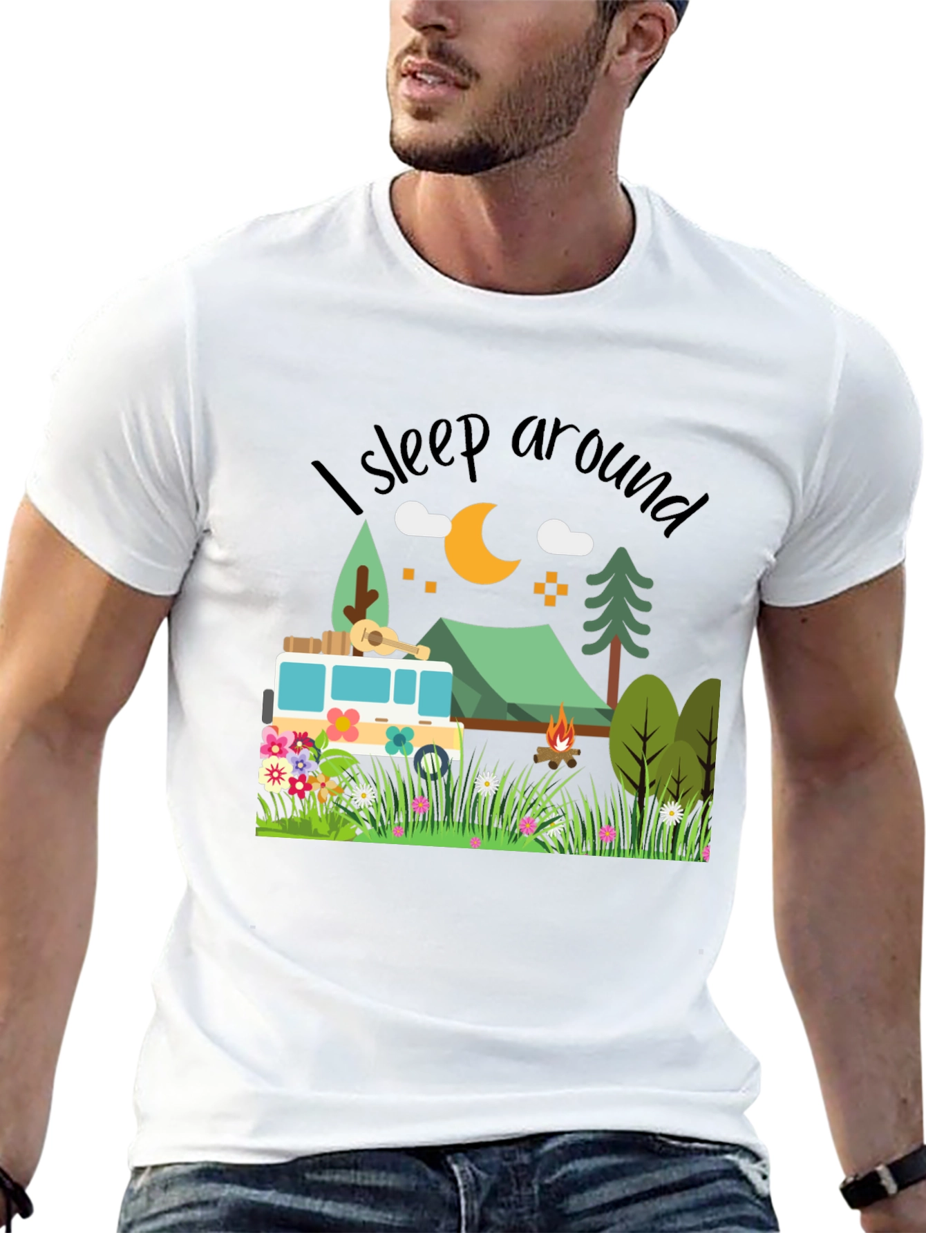 Black Sleep Around Camping T-Shirt - Nature Lover Tee view 13