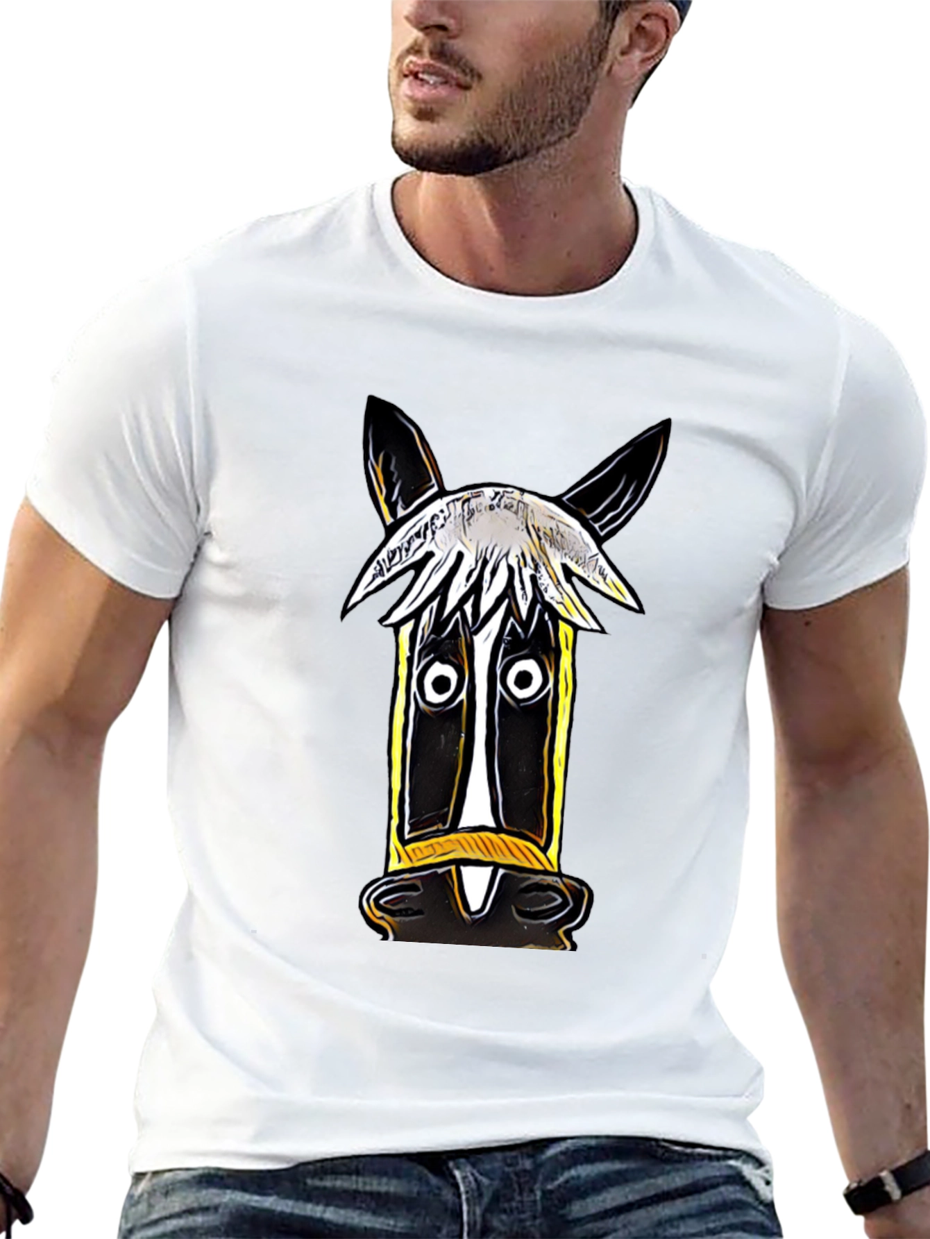 Black Whimsical Horse Graphic Tee - Artistic Style view 13