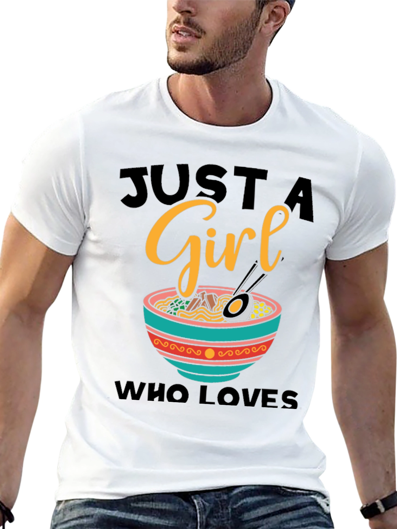 Black Just A Girl Who Loves Ramen T-Shirt view 13