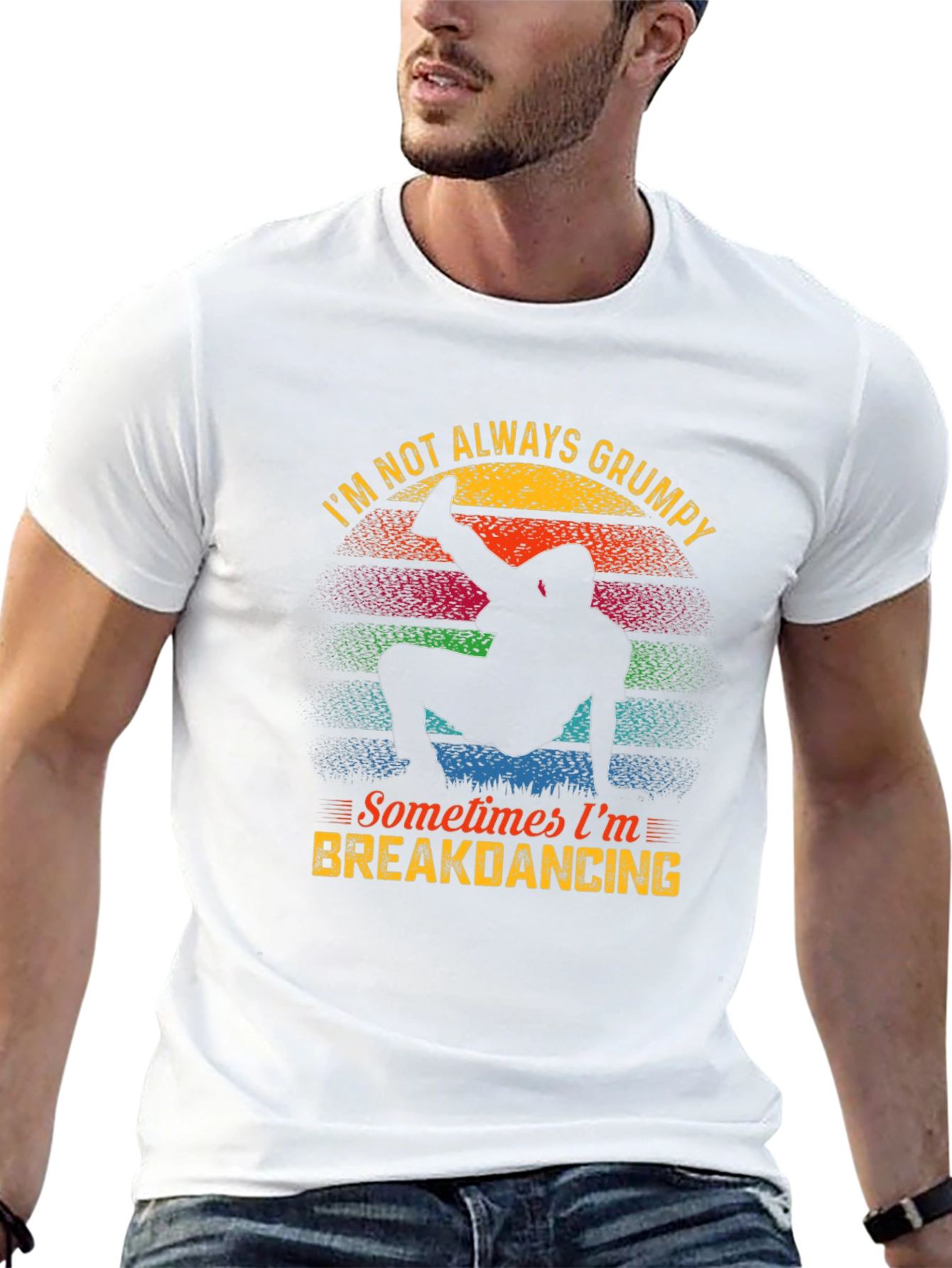 Black Grumpy Breakdancing Graphic Tee - Novelty T-Shirt view 13