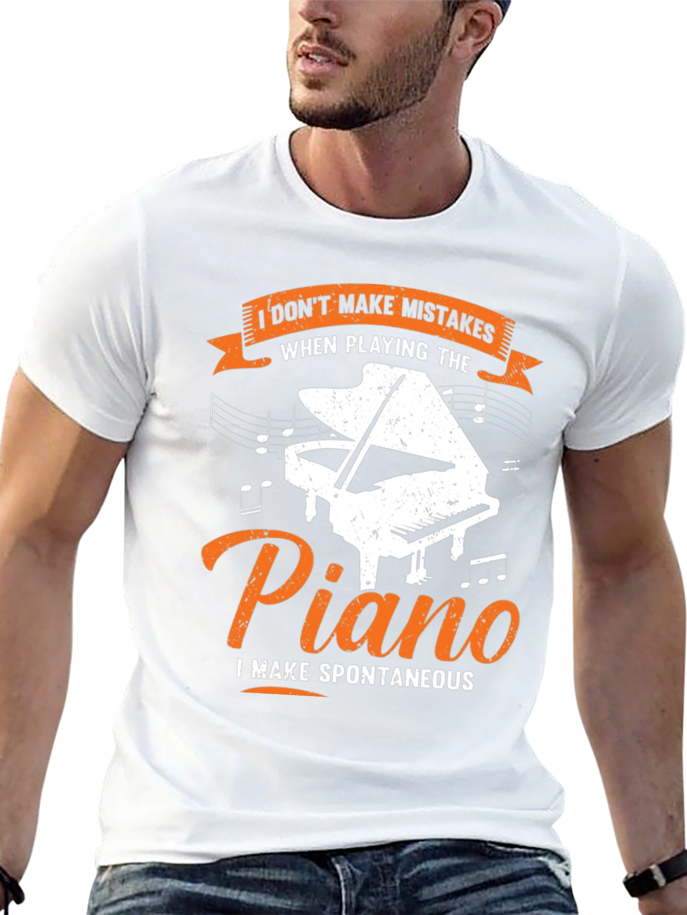 Black Piano Player's Tee: I Don't Make Mistakes, Spontaneous Music! view 13