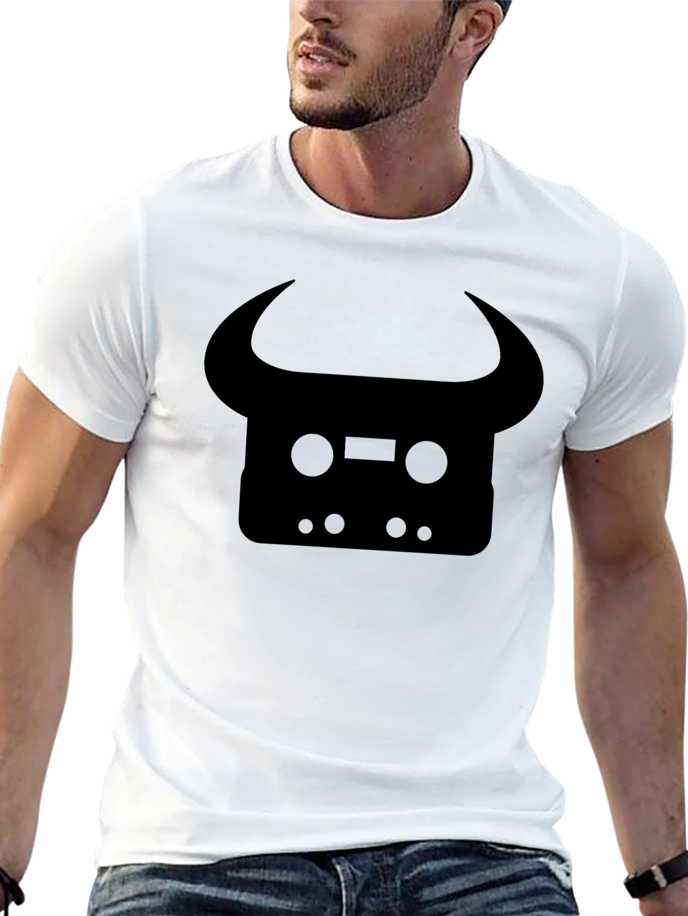 Black Cassette Tape Bull Graphic Tee - Black view 13