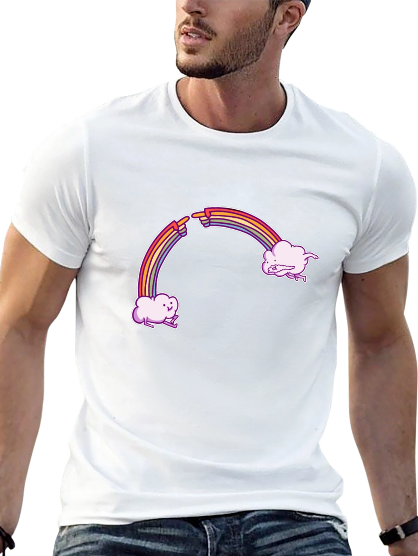 Black Rainbow Cloud T-Shirt - Funny Graphic Tee view 13