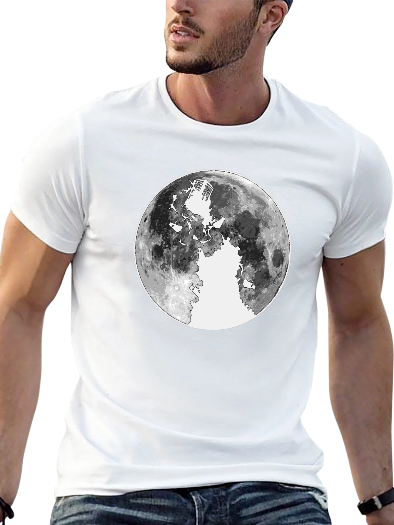 Black Lunar Silhouette Graphic Tee - Black Cotton view 13