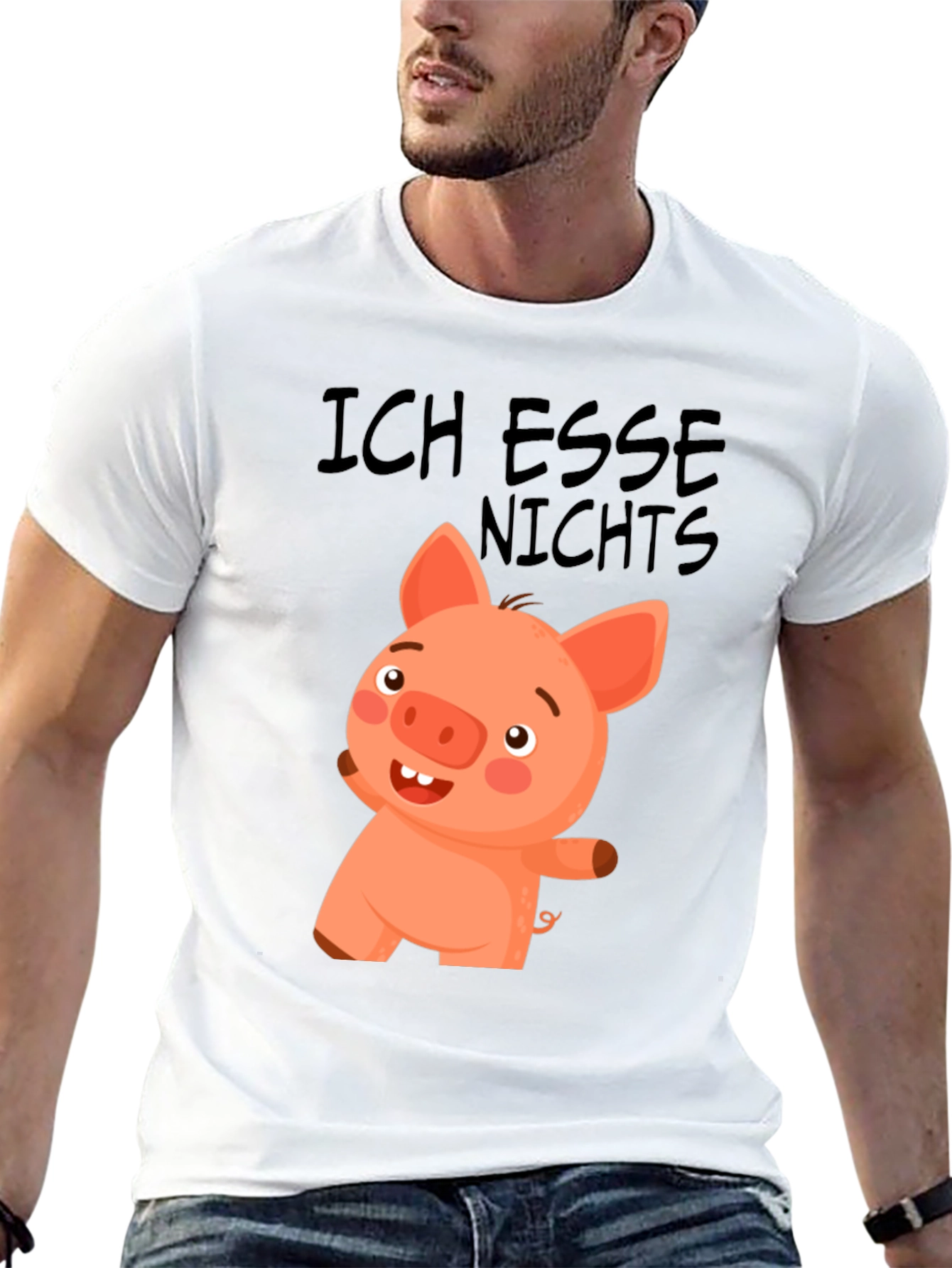 Black Ich Esse Nichts Funny Pig T-Shirt view 13