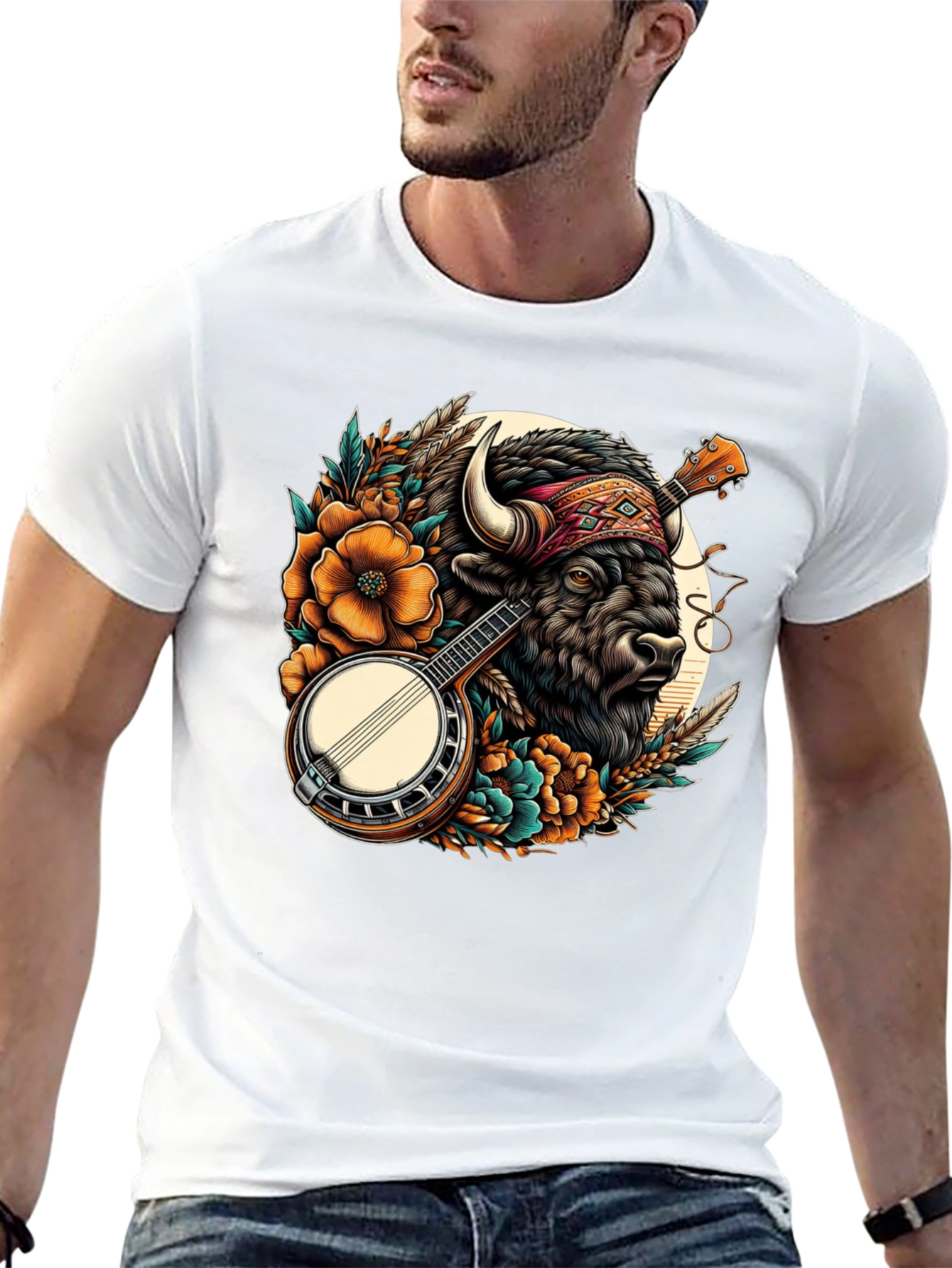 Black Buffalo Banjo T-Shirt - Unique Graphic Tee view 13