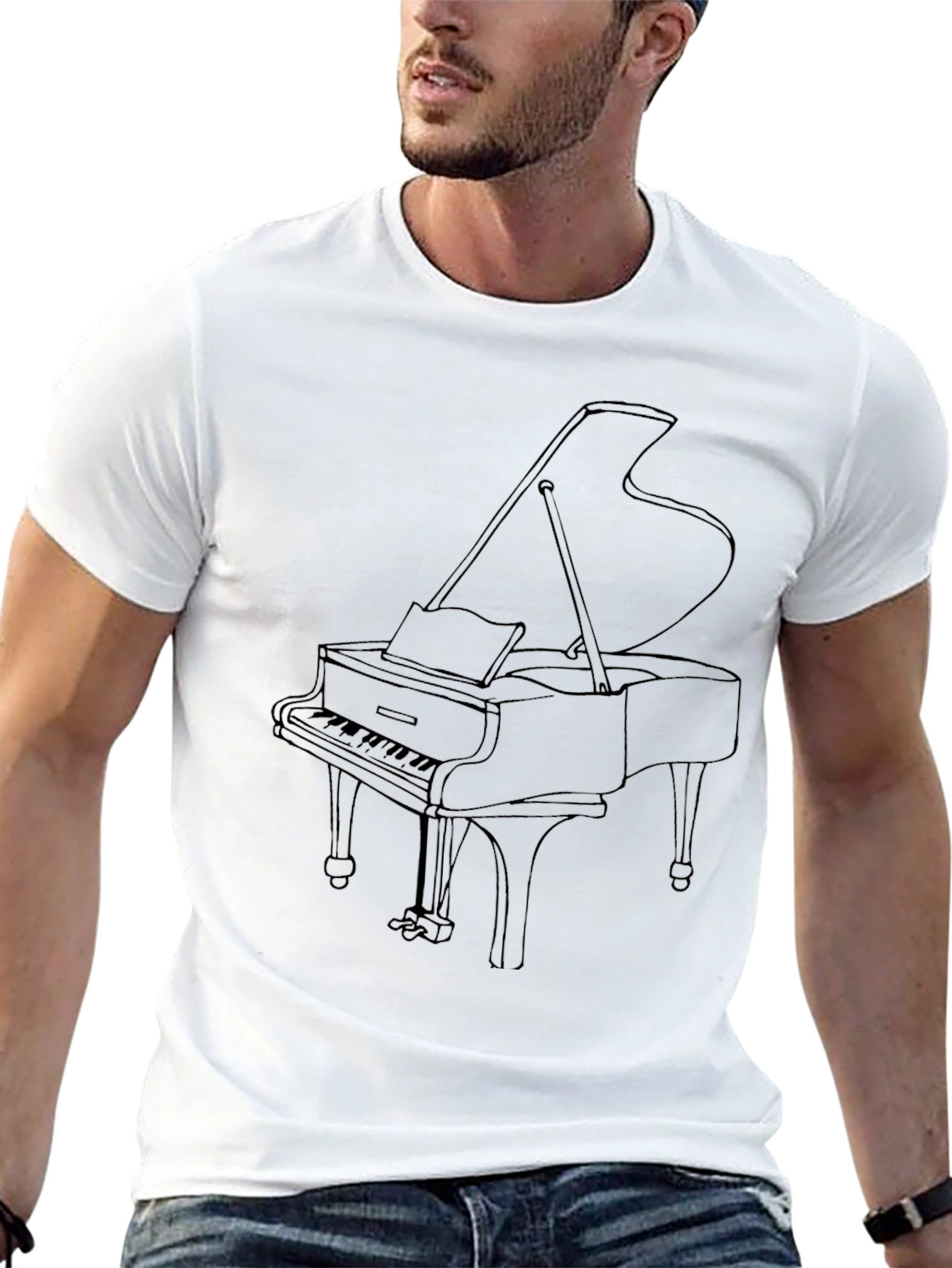 Black Piano T-Shirt - Black Graphic Tee view 13