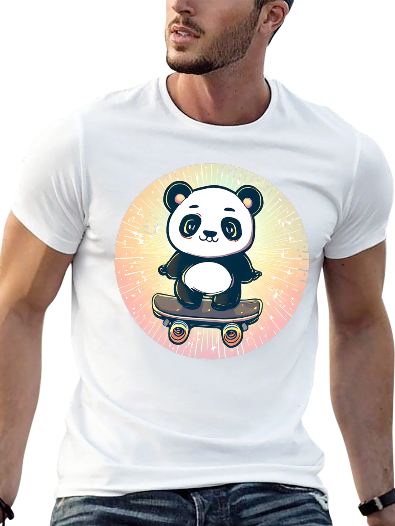Black Skateboarding Panda Graphic T-Shirt view 13
