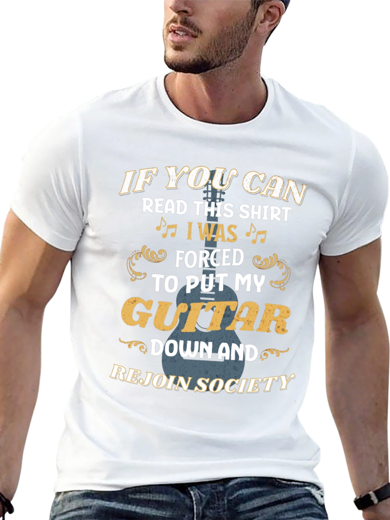 Black Guitar Lover Graphic Tee: "If You Can Read This..." view 13
