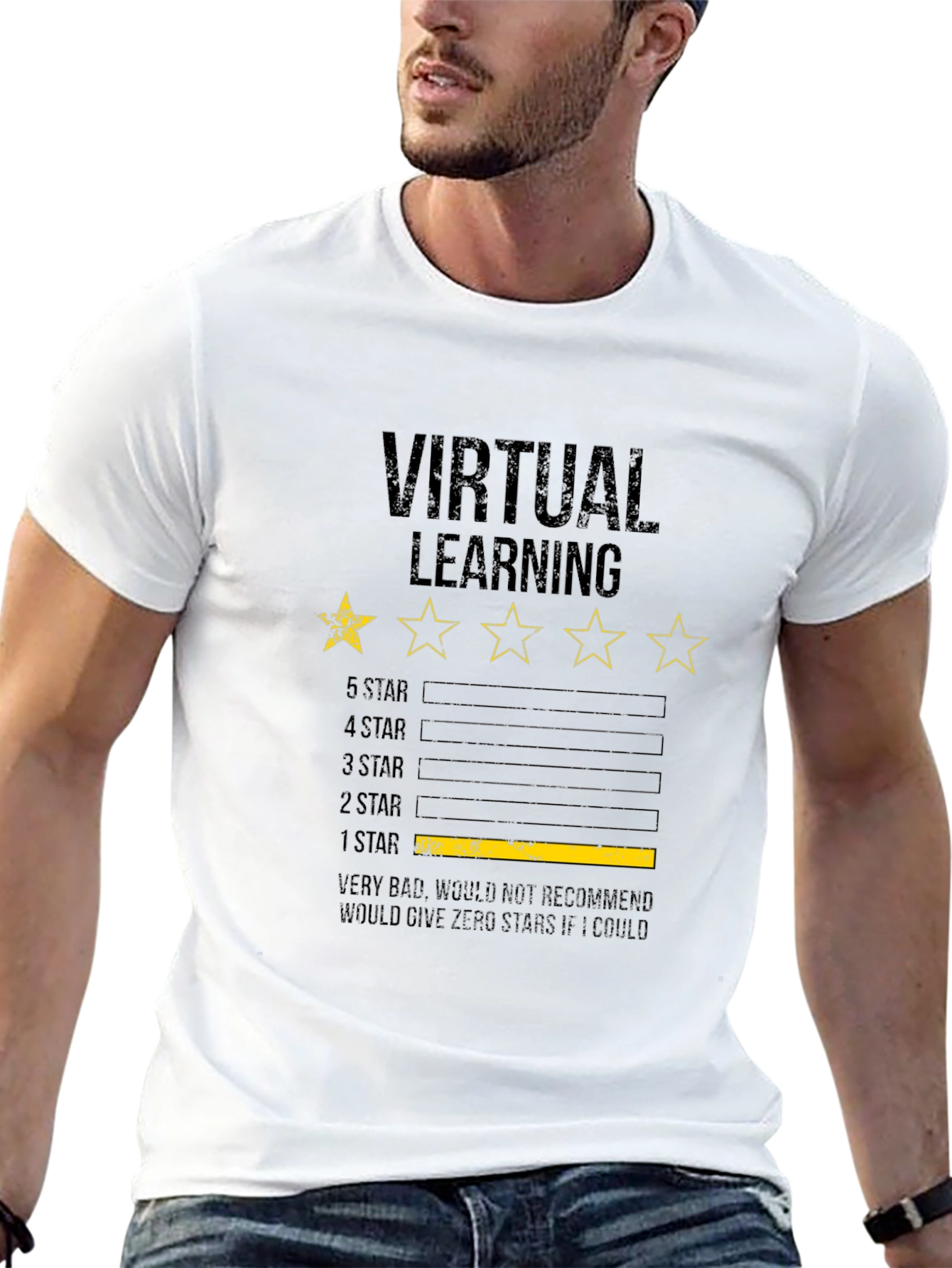 Black Virtual Learning 1-Star Review Graphic T-Shirt view 13