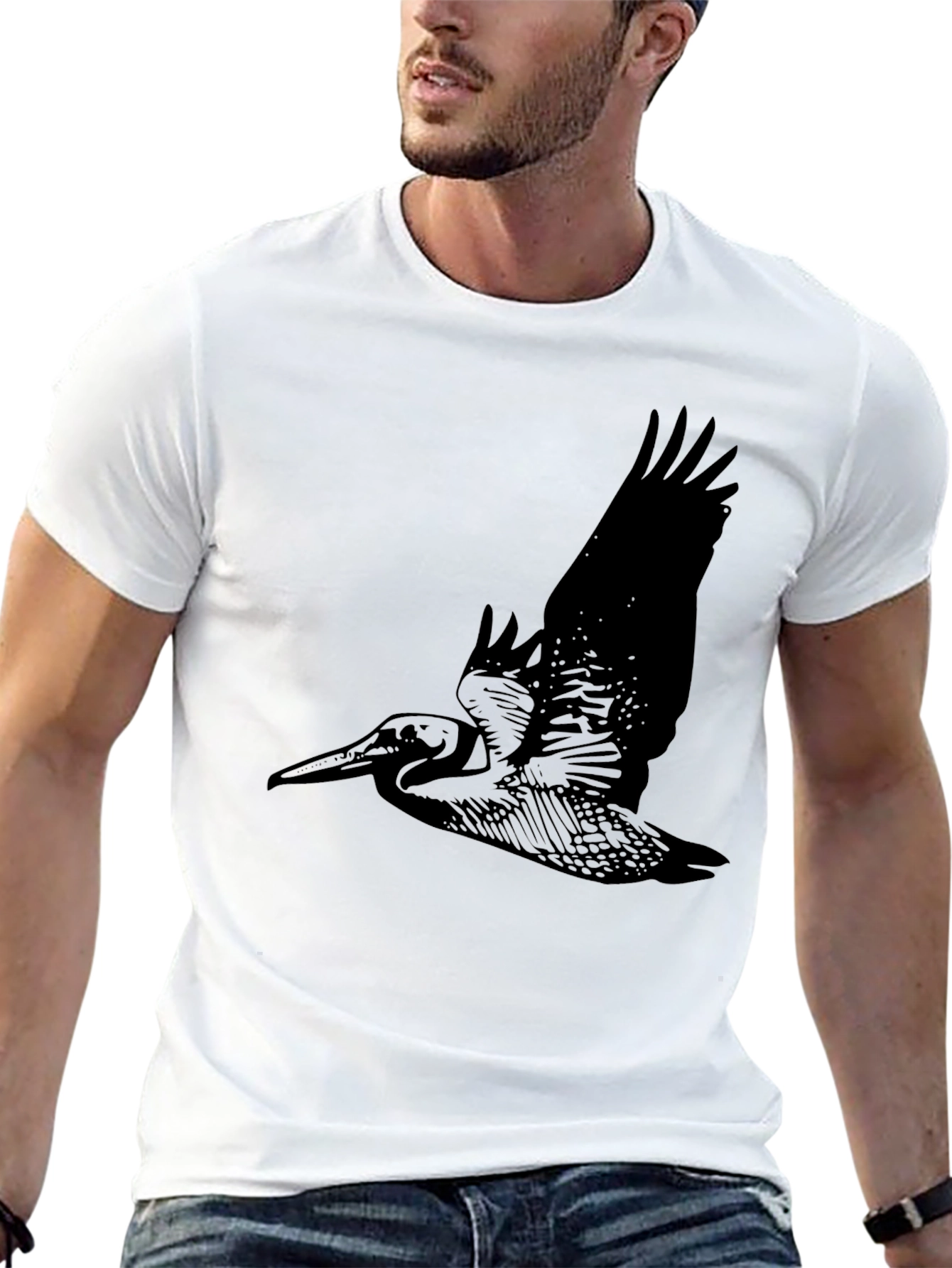 Black Pelican Graphic Tee - Black Cotton Bird Shirt view 13