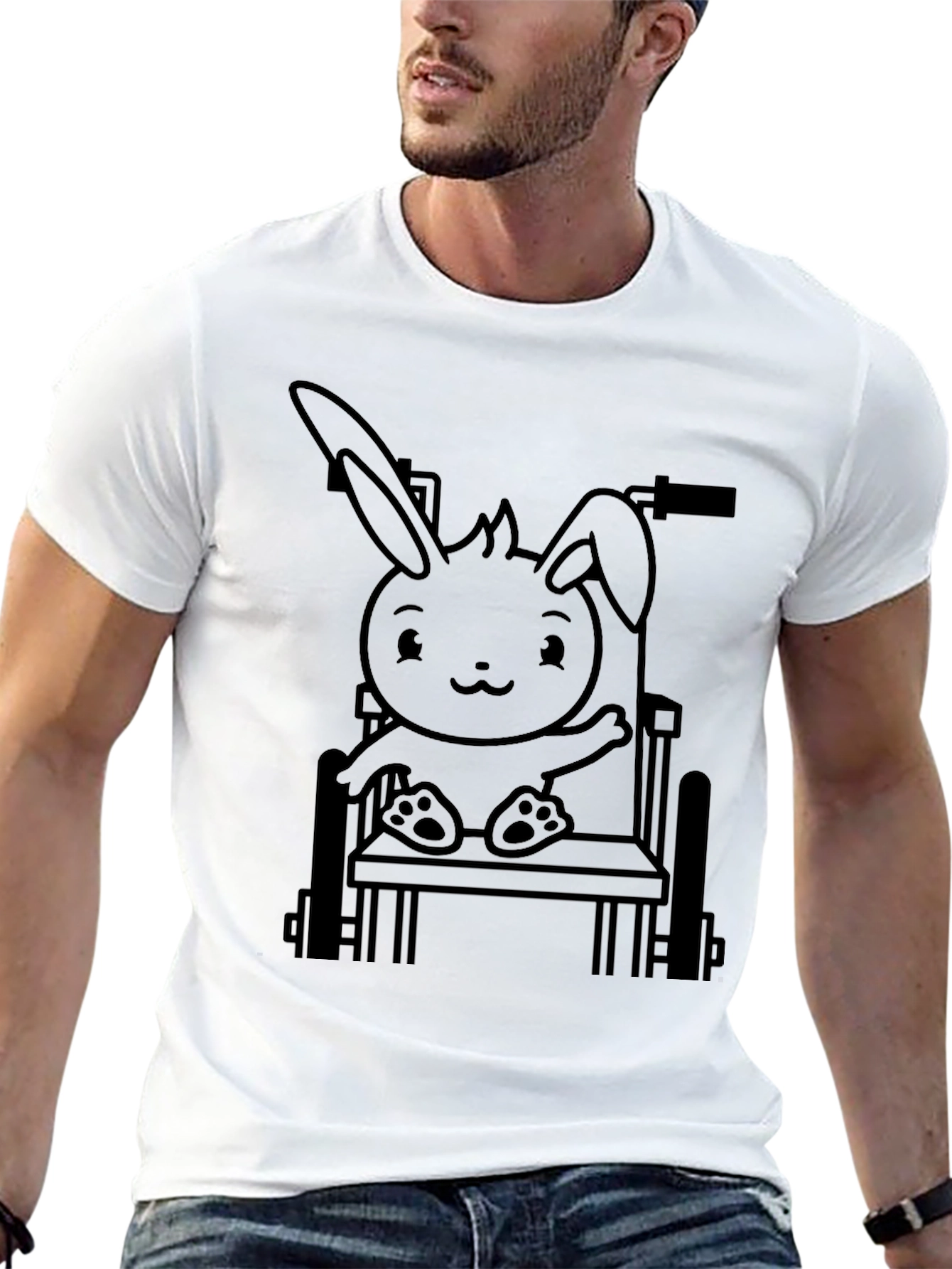 Black Bunny in Wheelchair Graphic Tee - Black view 13