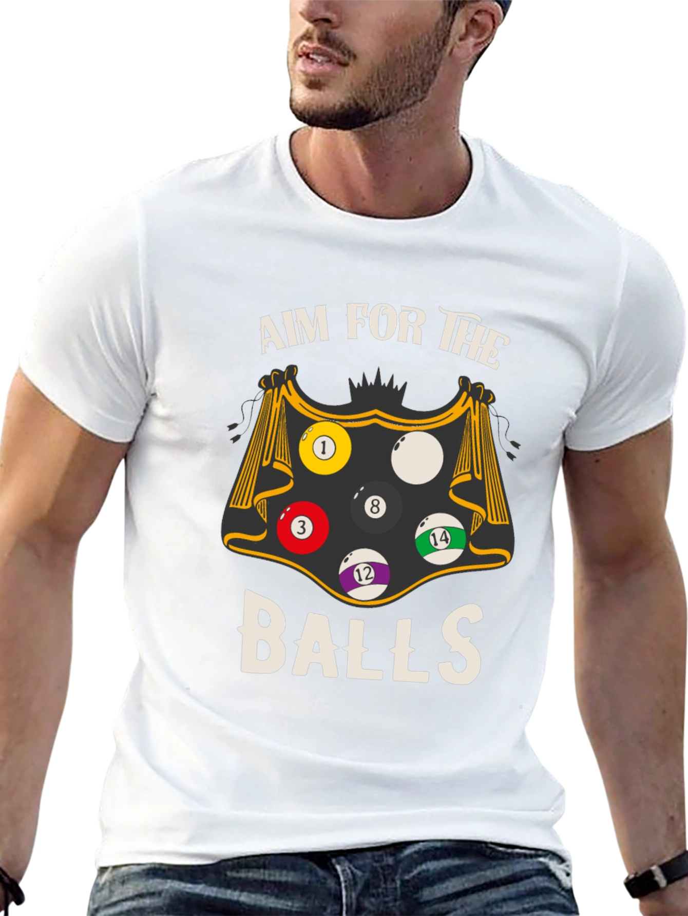 Black Aim For The Balls Graphic Tee - Billiards T-Shirt view 13