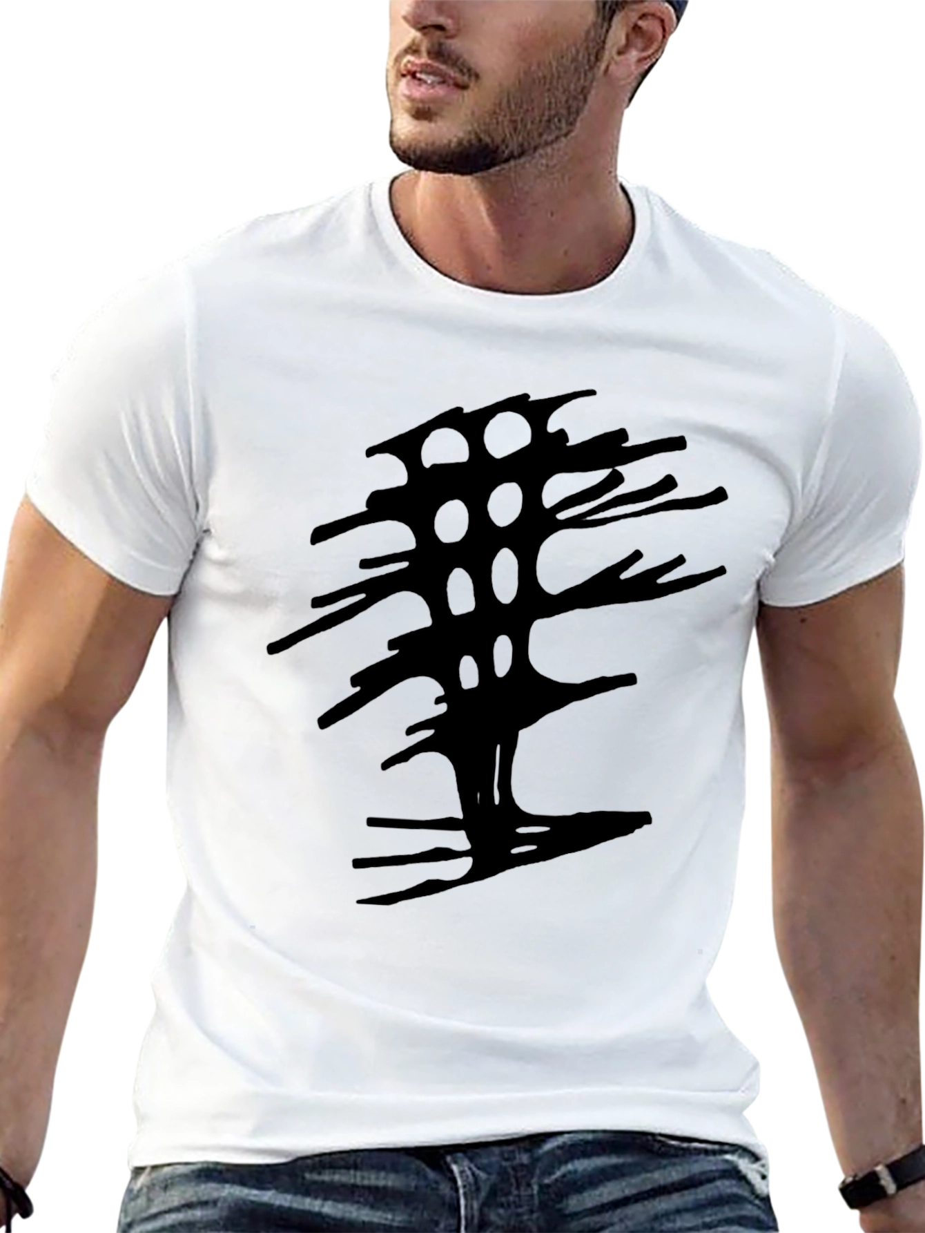 Black Abstract Tree Graphic Black Tee view 13