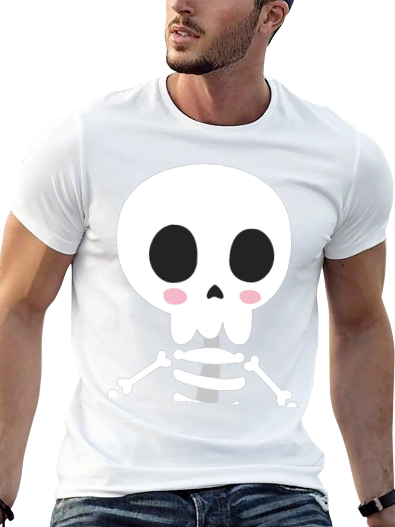 Black Cute Cartoon Skeleton Halloween T-Shirt view 13