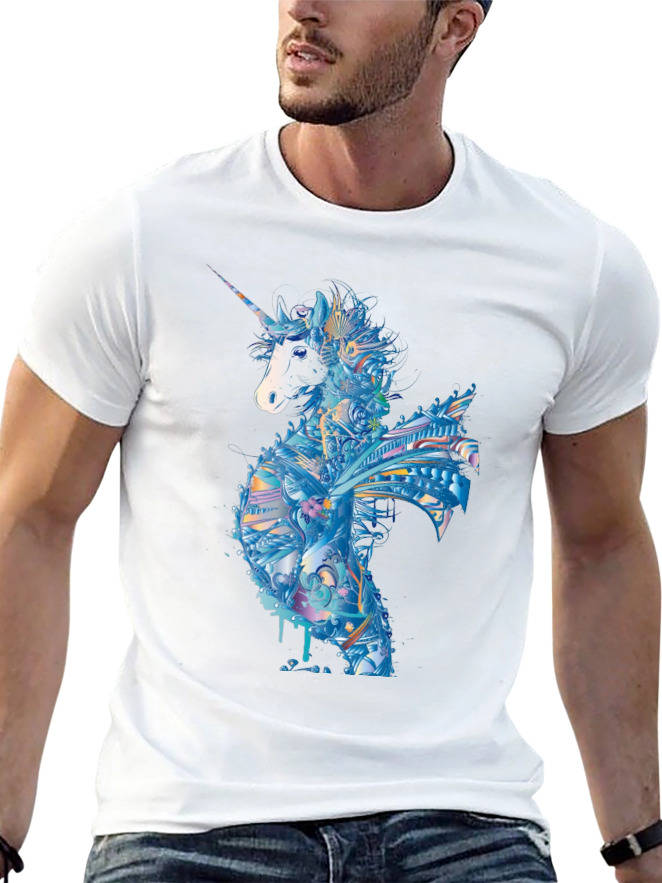 Black Unicorn Graphic Tee - Men's Black T-Shirt view 13
