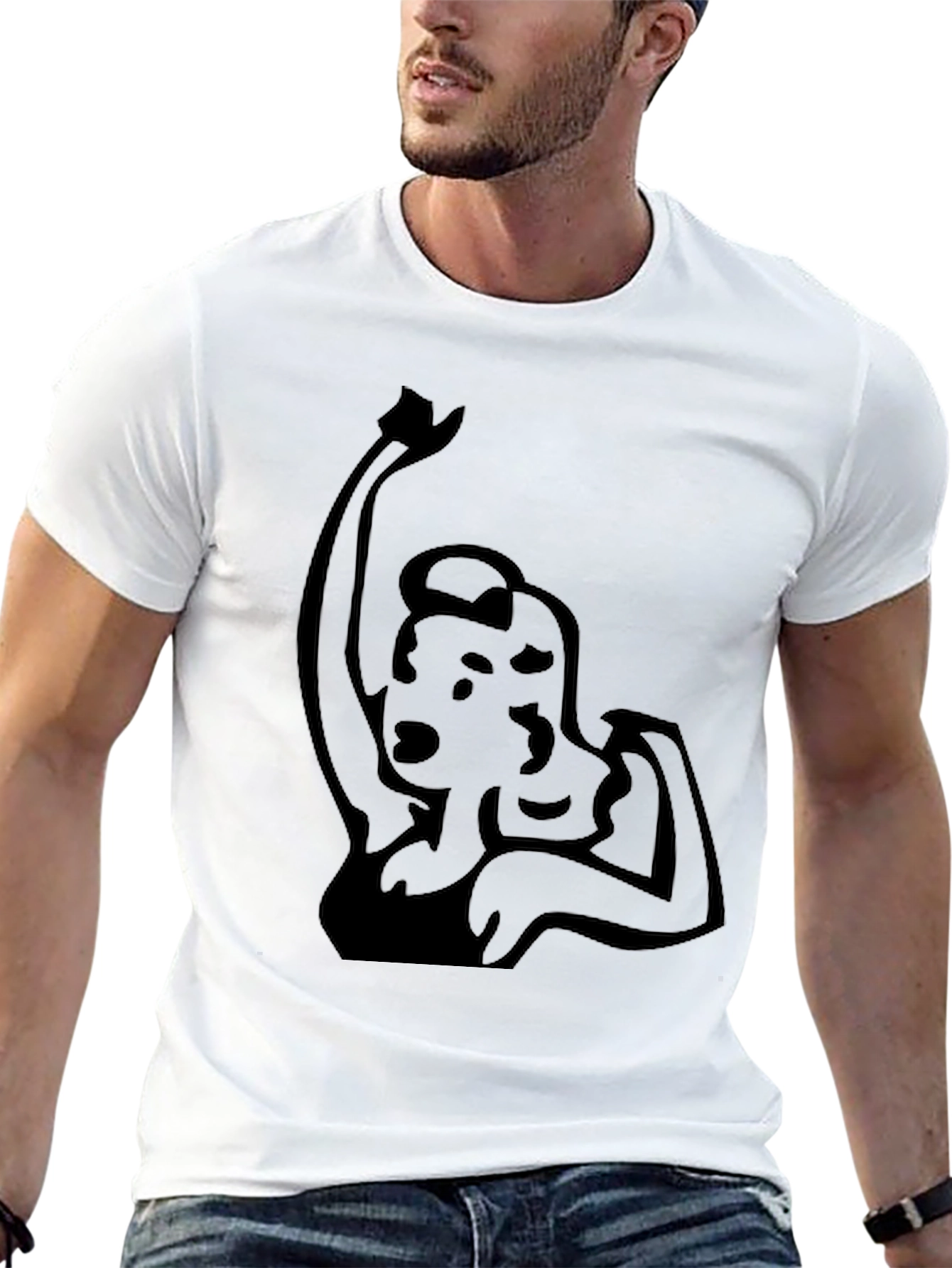 Black Retro Woman Graphic Black Tee view 13