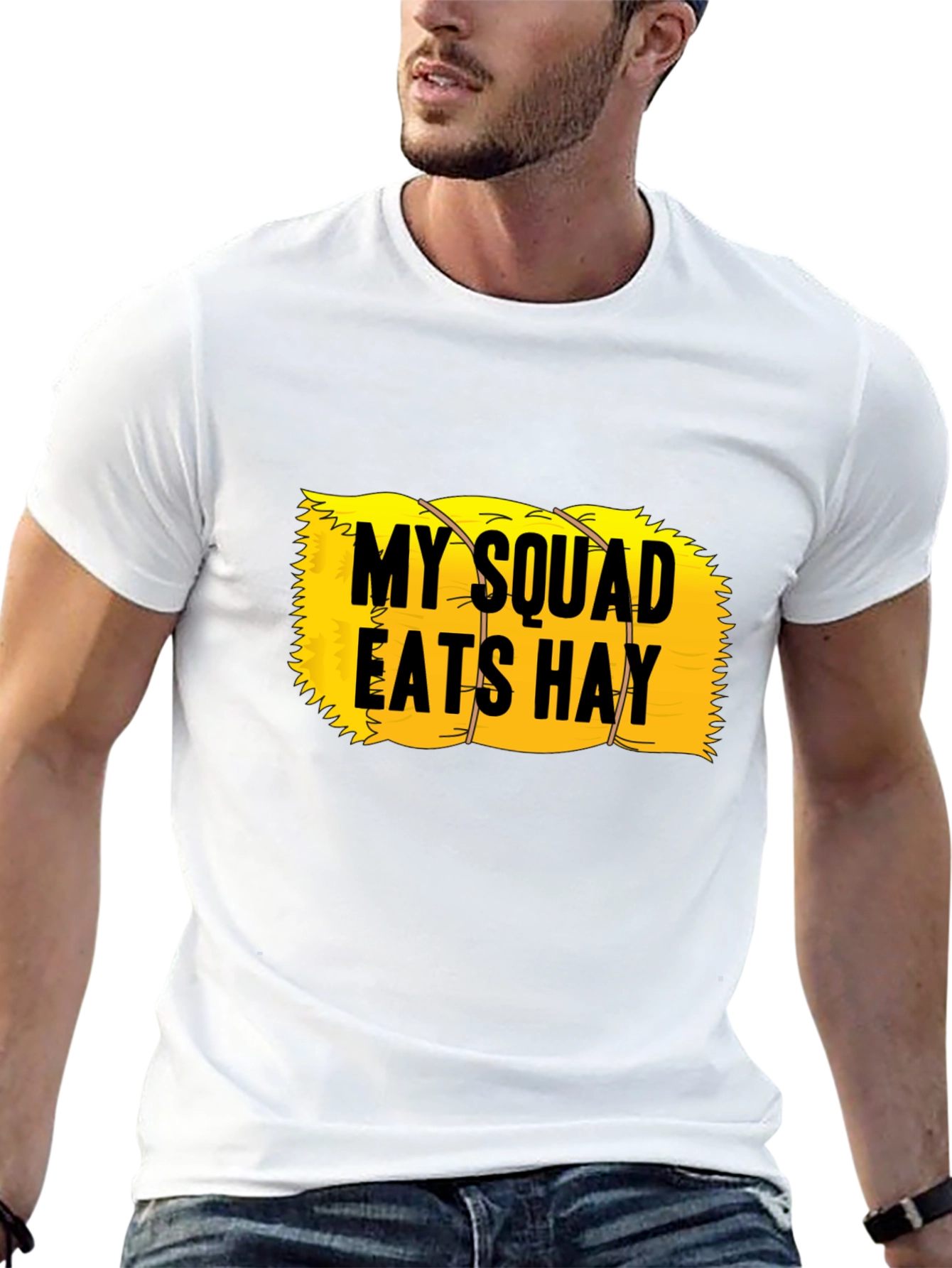 Black My Squad Eats Hay T-Shirt - Novelty Humor Tee view 13