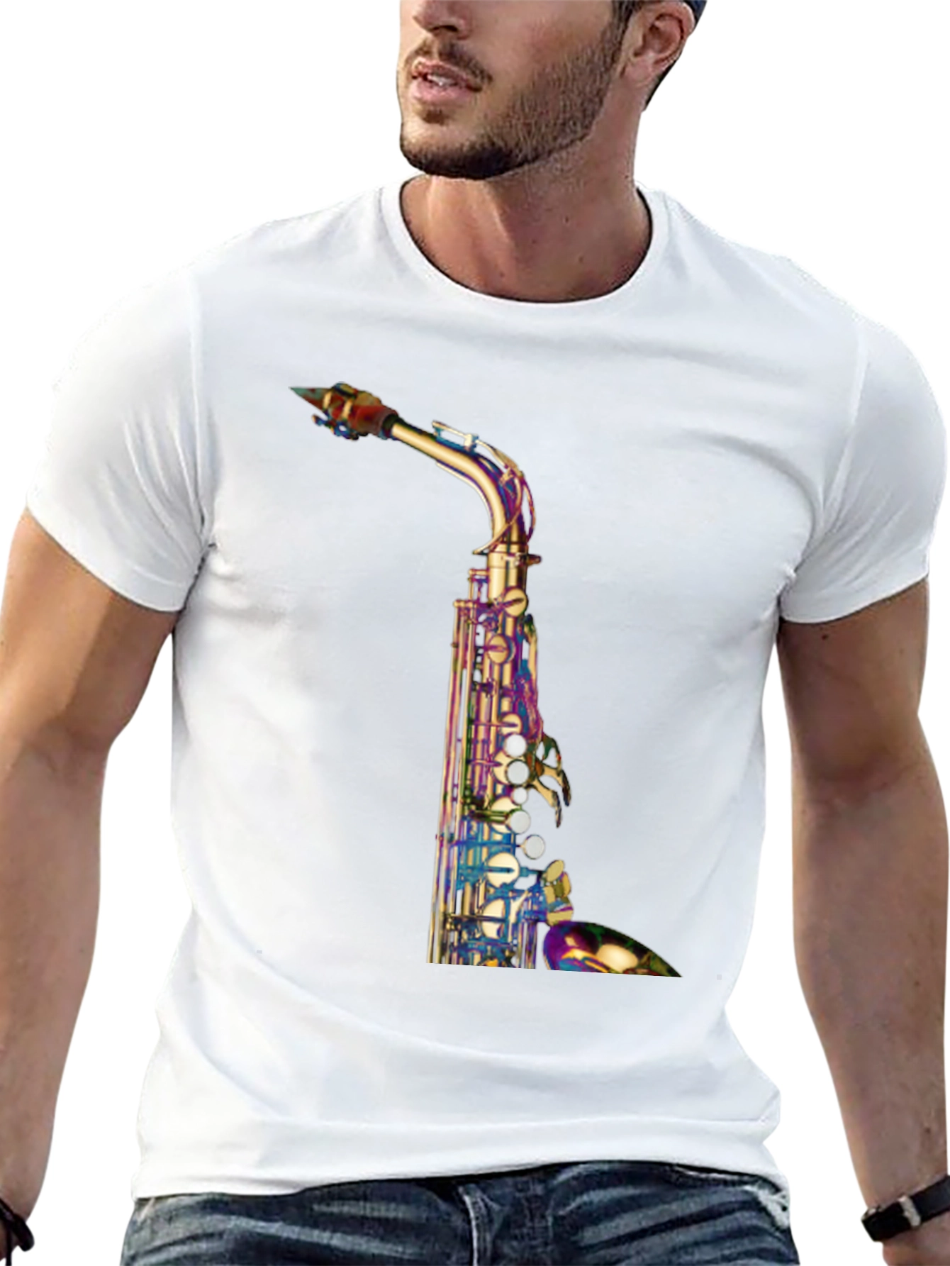 Black Saxophone Graphic T-Shirt - Unique Music Lover Tee view 13