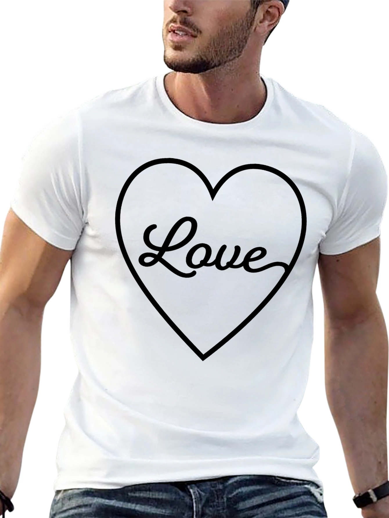 Black Love Heart Graphic Tee - Soft Cotton Blend T-Shirt view 13