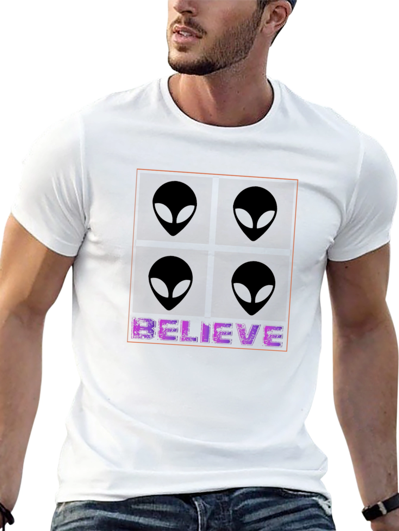 Black Believe Alien Graphic Tee - Black Cotton Blend T-Shirt view 13