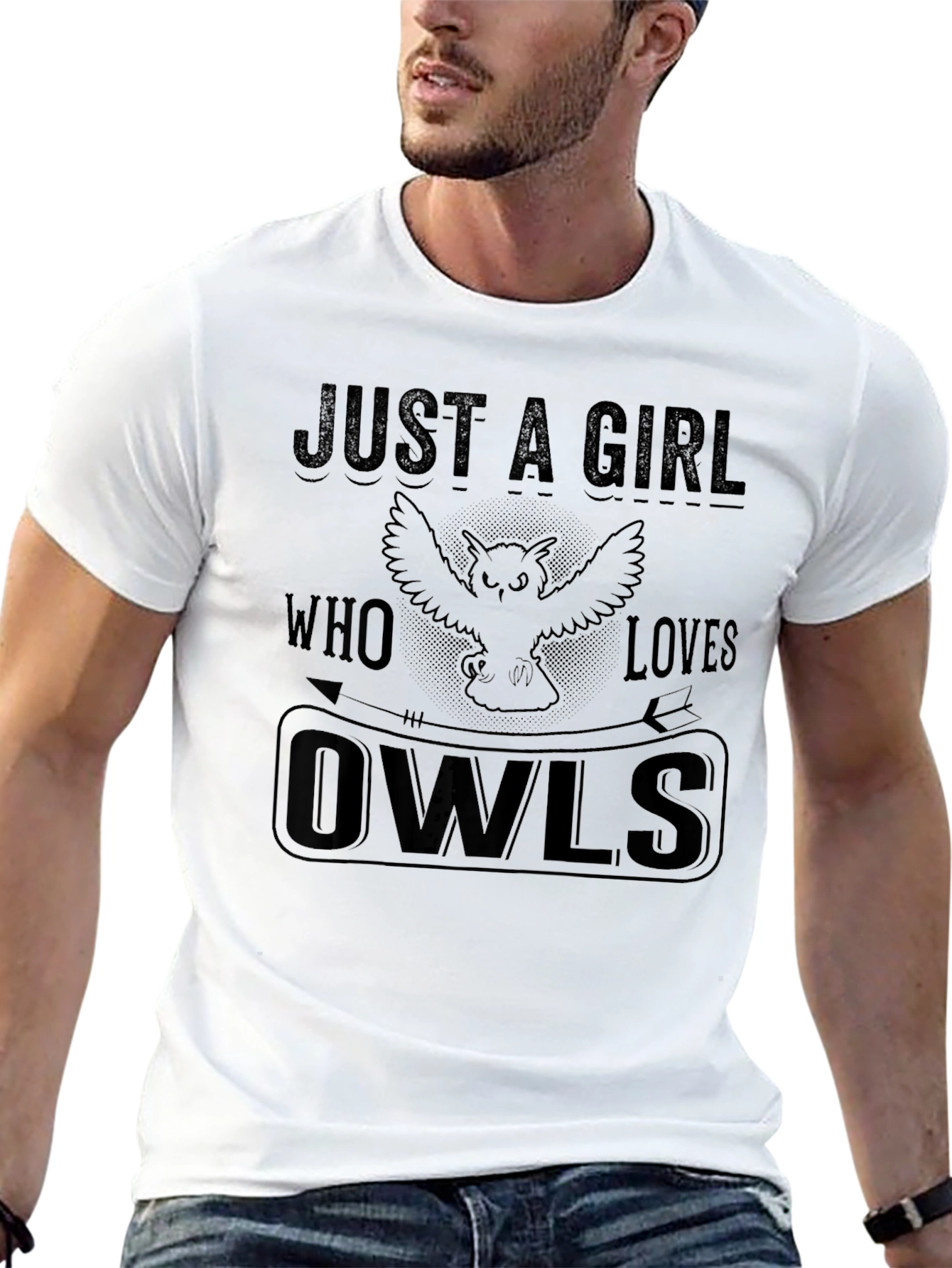Black Just A Girl Who Loves Owls T-Shirt view 13