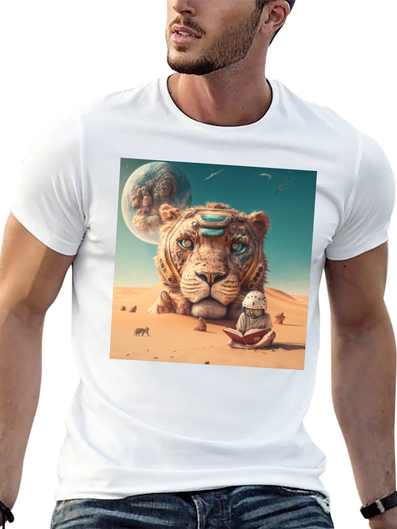 Black Lion Reader Graphic Tee - Unique Design view 13