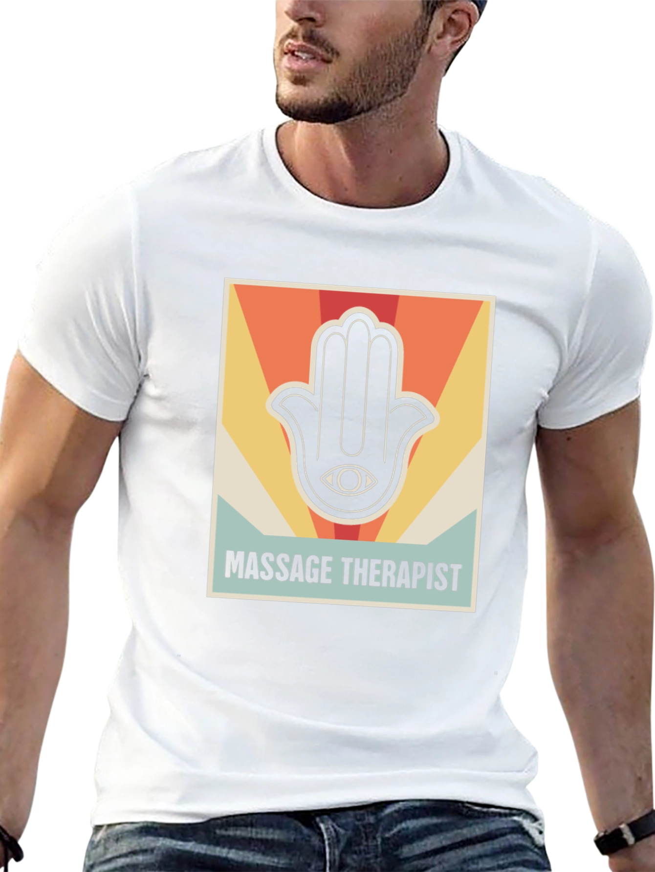 Black Massage Therapist Retro Graphic T-Shirt view 13