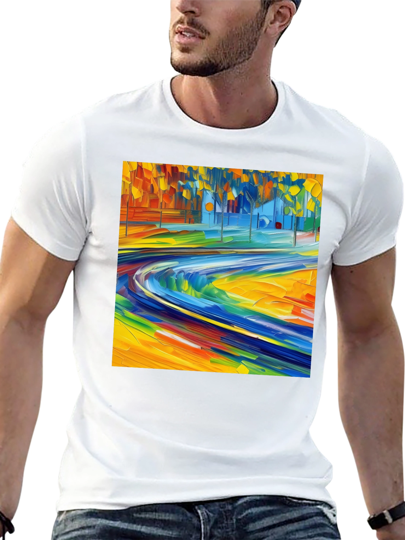 Black Abstract Art Print Black T-Shirt - Vibrant Casual Style view 13