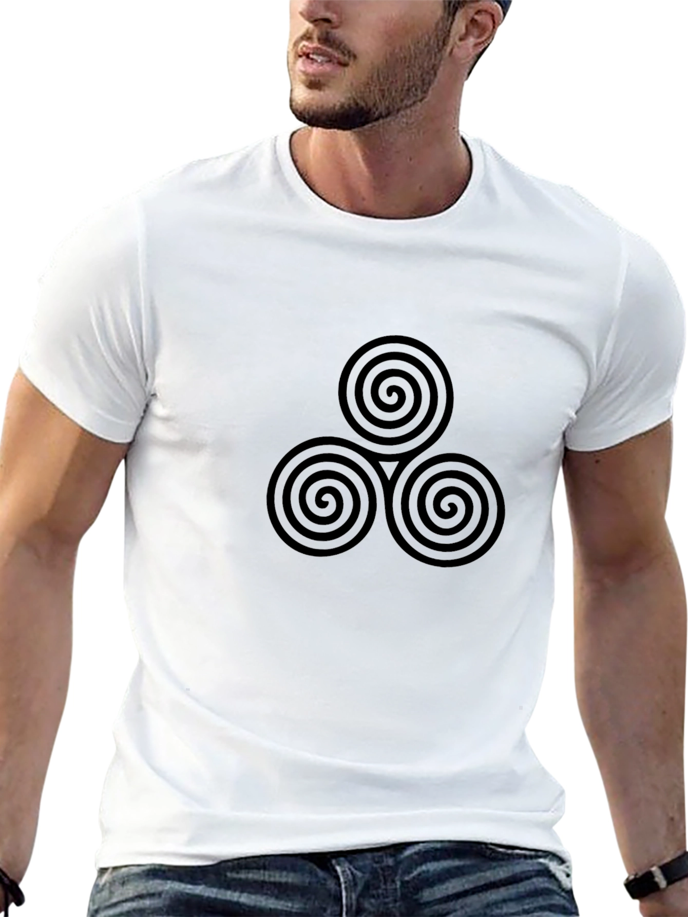 Black Triskelion Graphic Black T-Shirt - Celtic Knot Design view 13