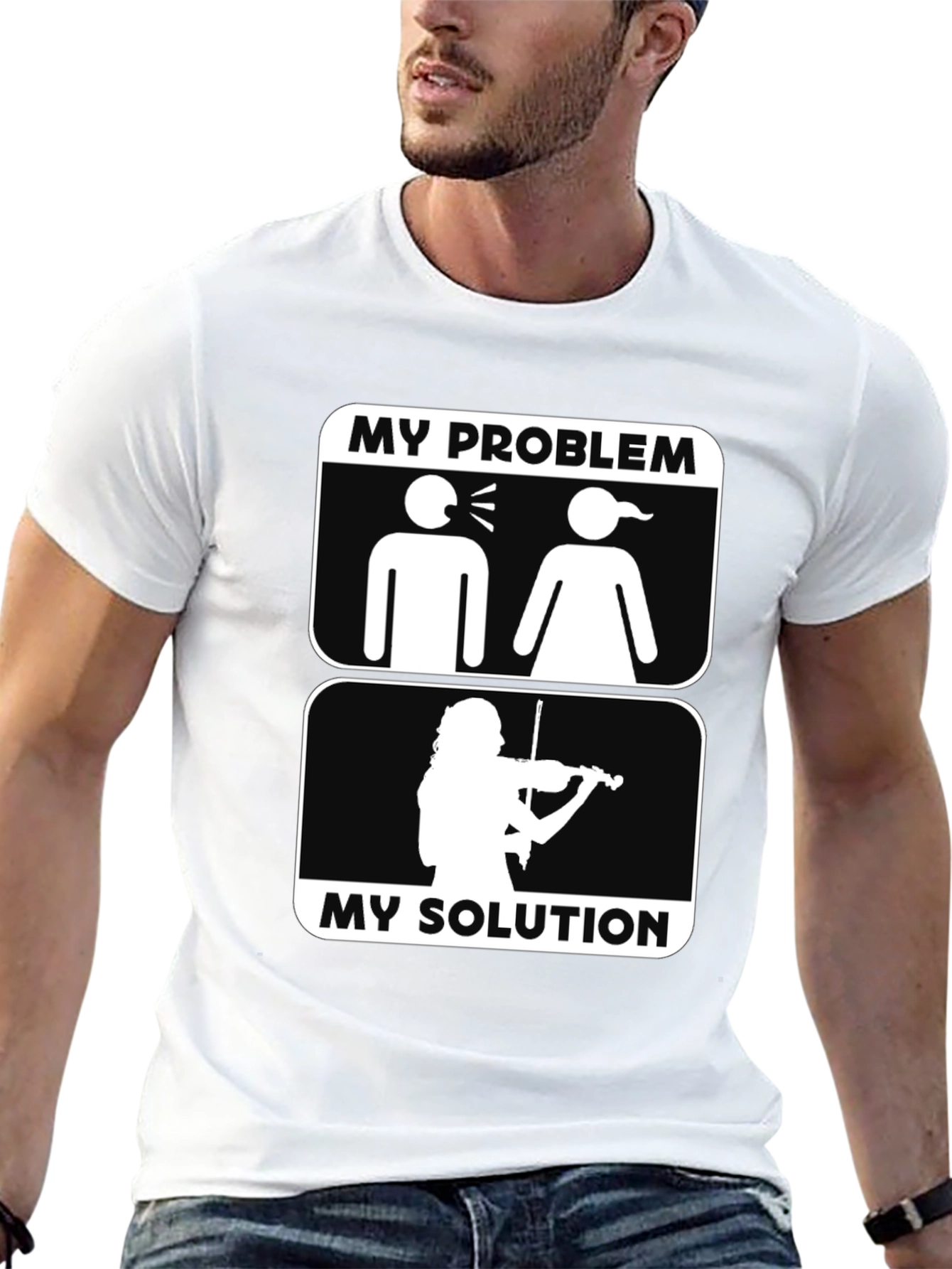 Black My Problem, My Solution T-Shirt, Violin Lover view 13
