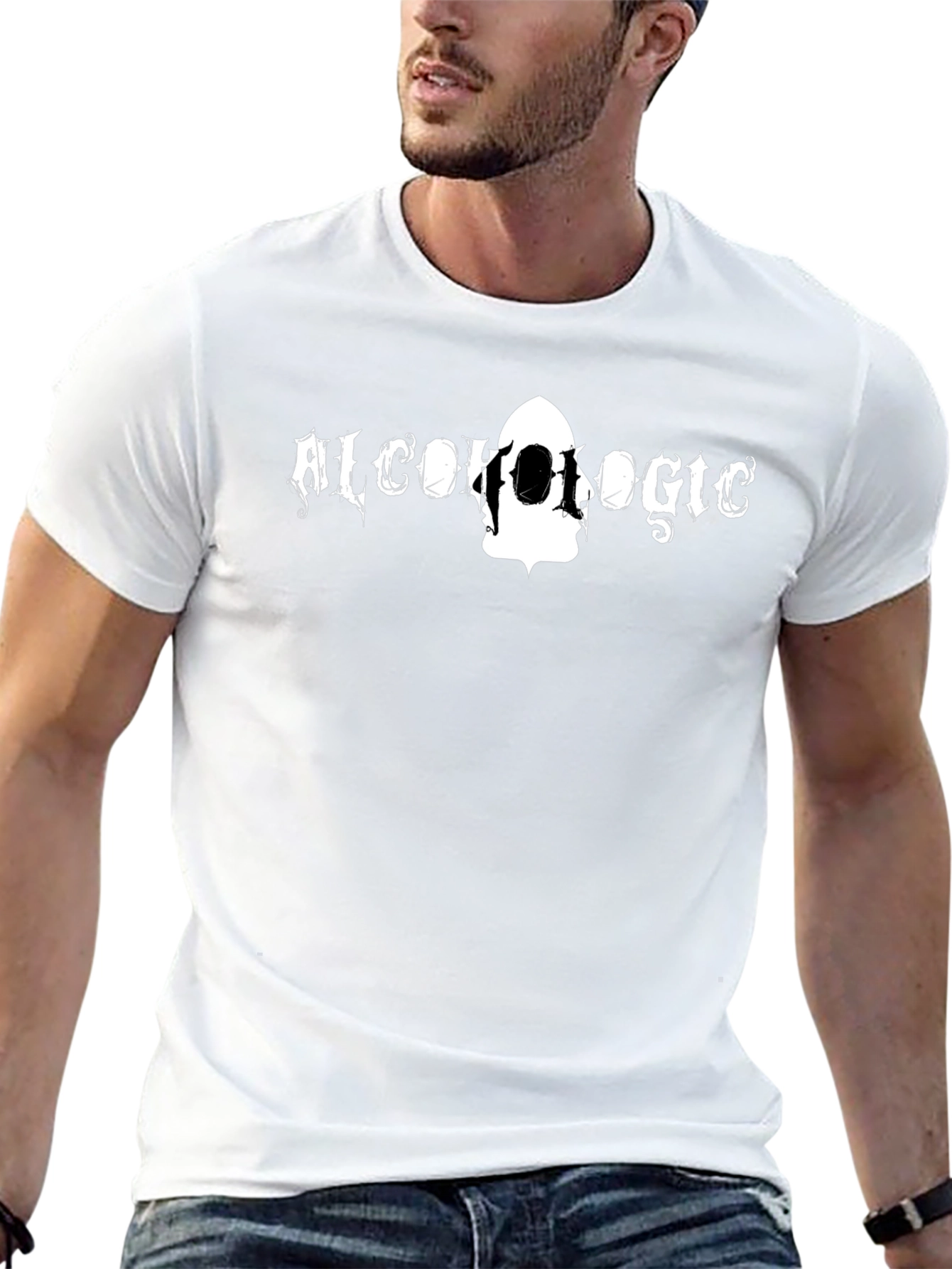 Black Black "Alcoholic" Graphic T-Shirt for Men view 13