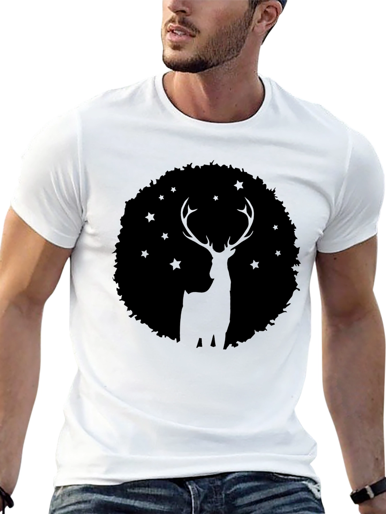 Black Stag Silhouette T-Shirt - Black Graphic Tee view 13