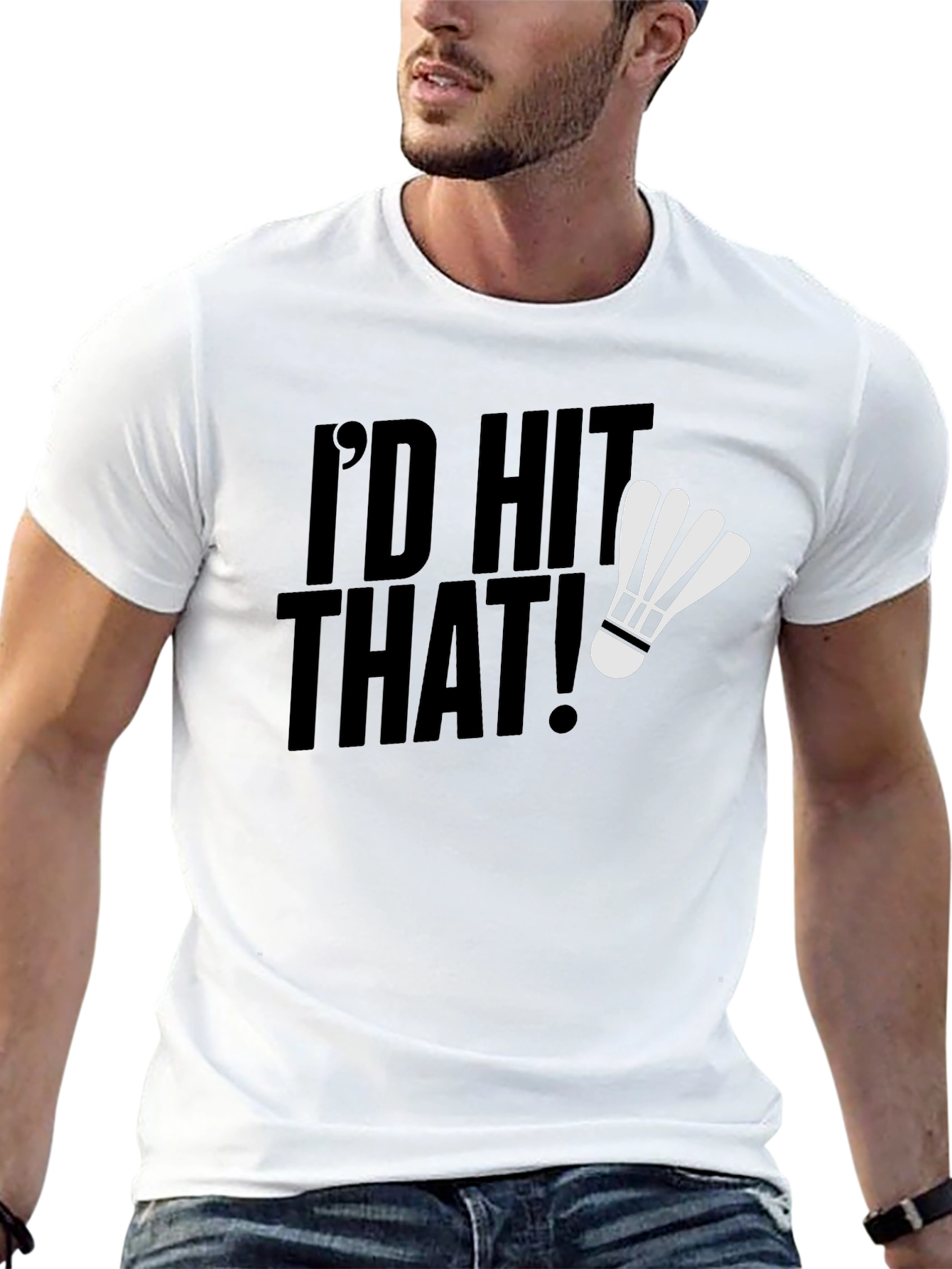 Black I'd Hit That! Badminton Shuttlecock T-Shirt view 13