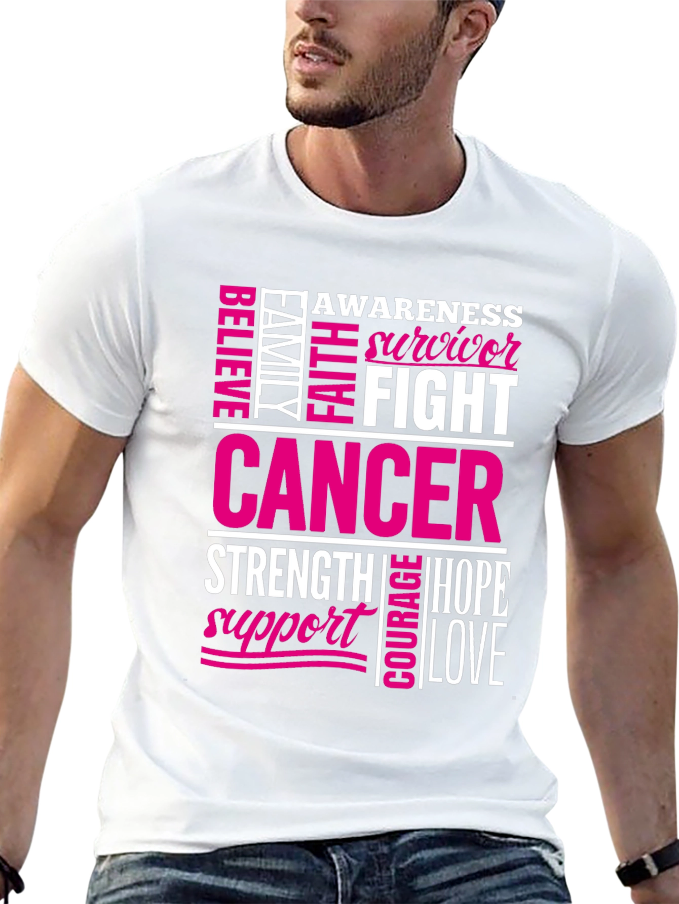 Black Cancer Awareness T-Shirt view 13