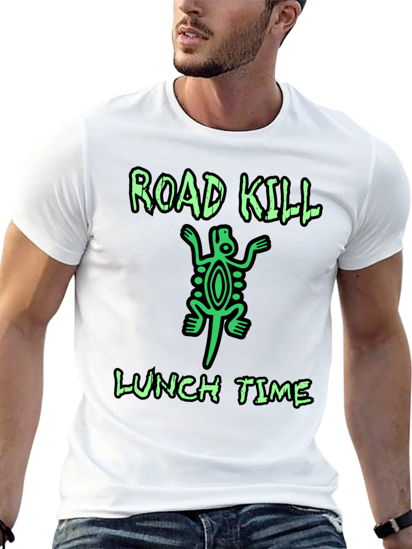 Black Road Kill Lunch Time Graphic T-Shirt view 13