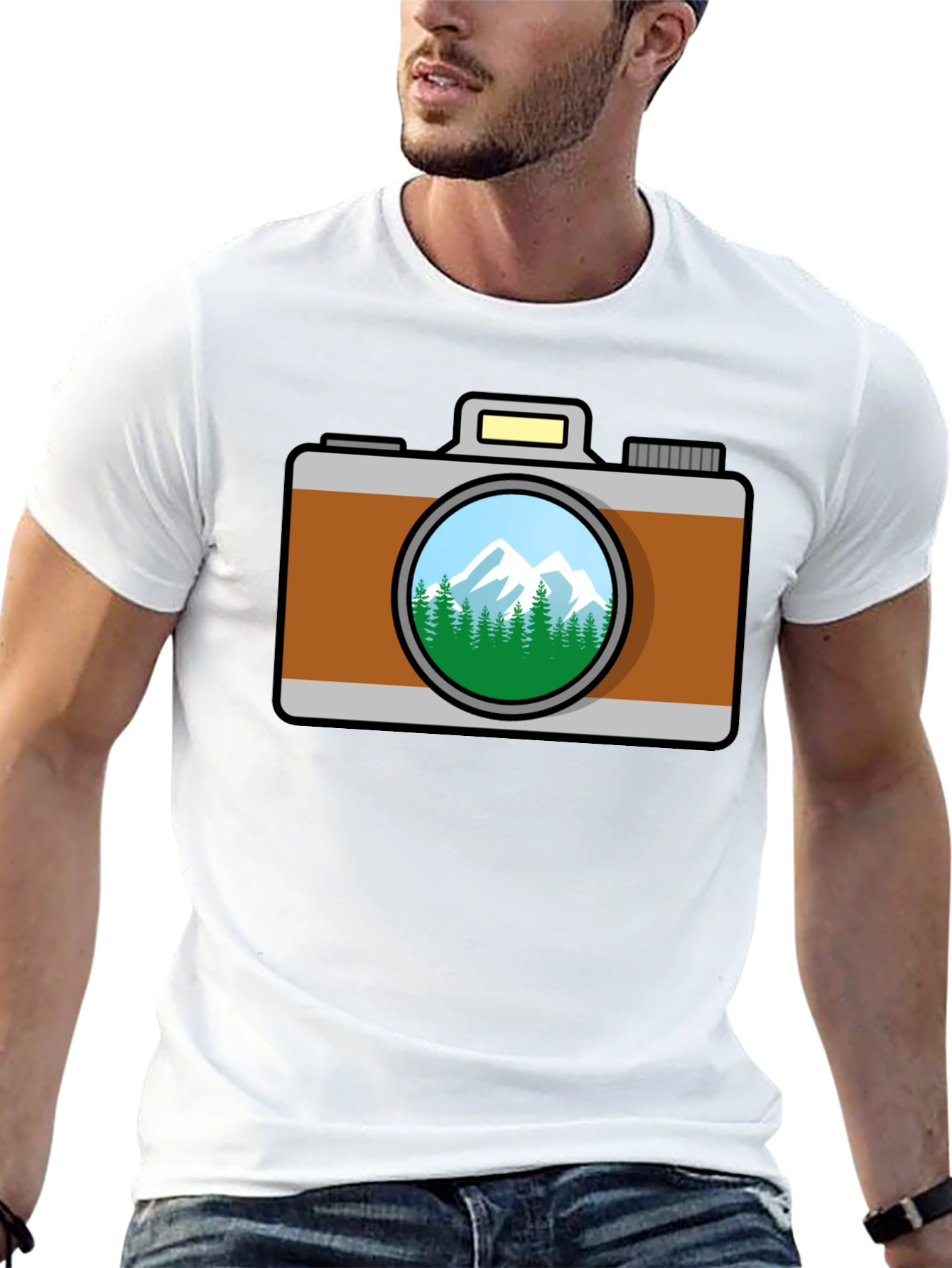 Black Camera Nature Scene T-Shirt - Black view 13