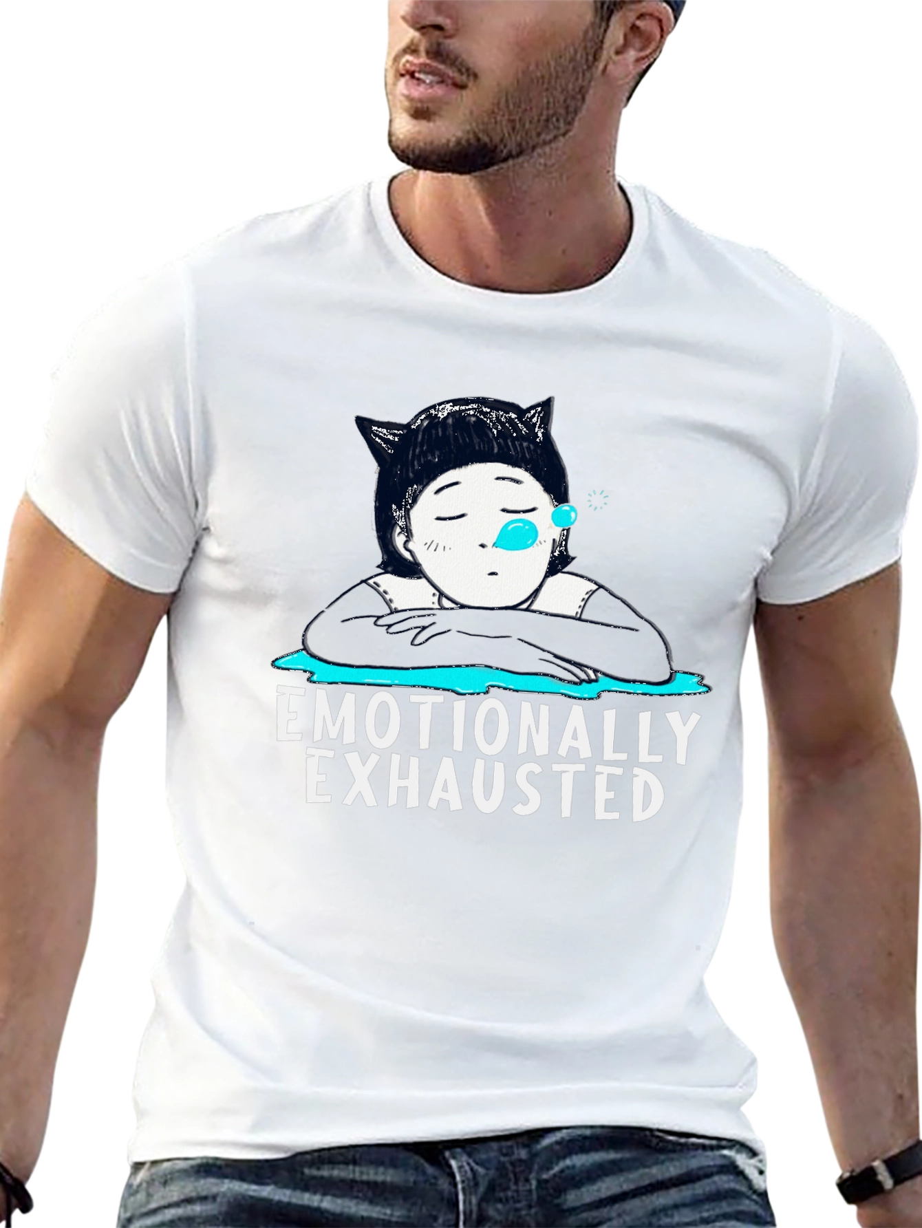 Black Emotionally Exhausted Graphic T-Shirt view 13