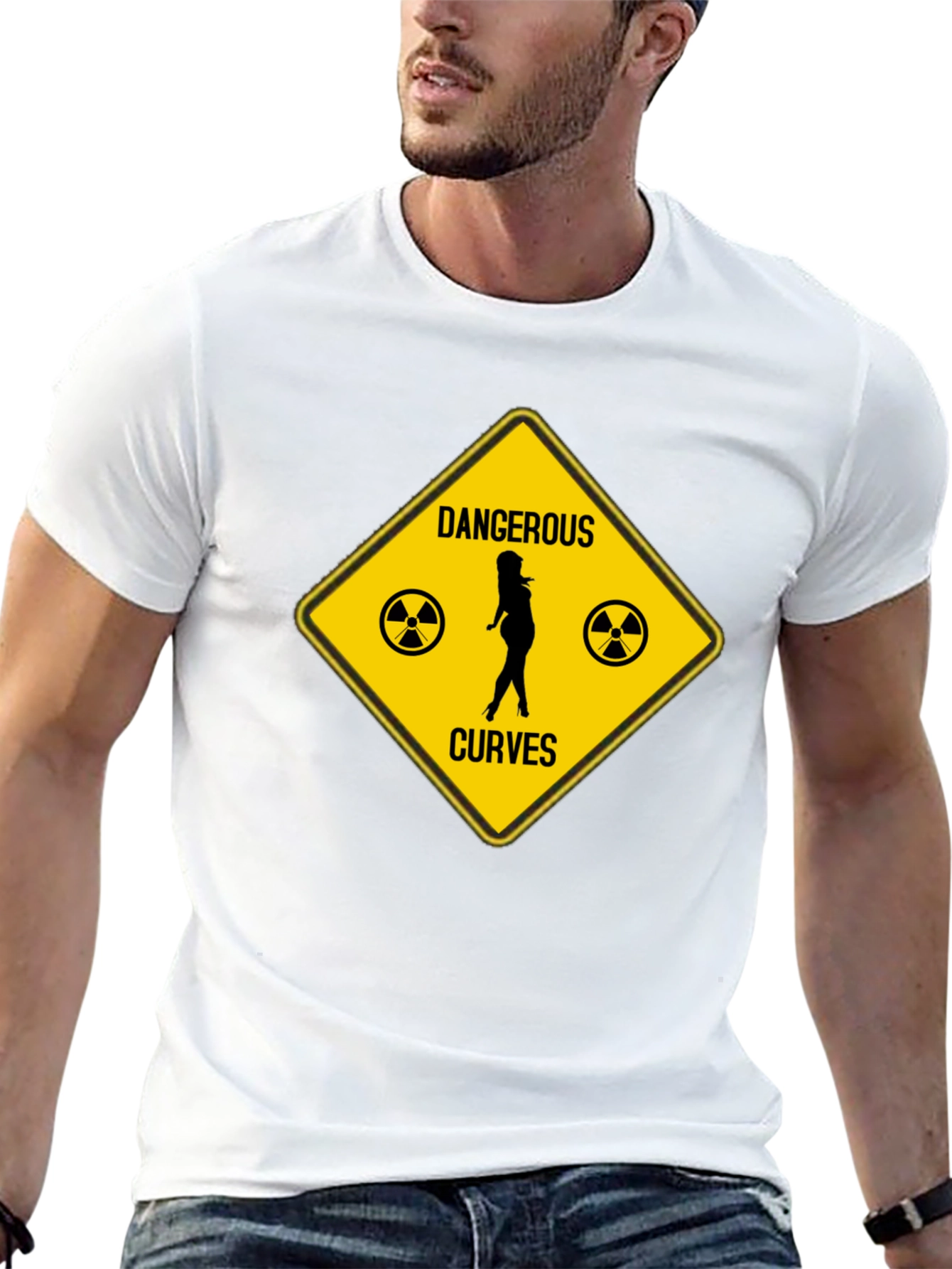 Black Dangerous Curves Graphic T-Shirt - Humor Novelty Tee view 13