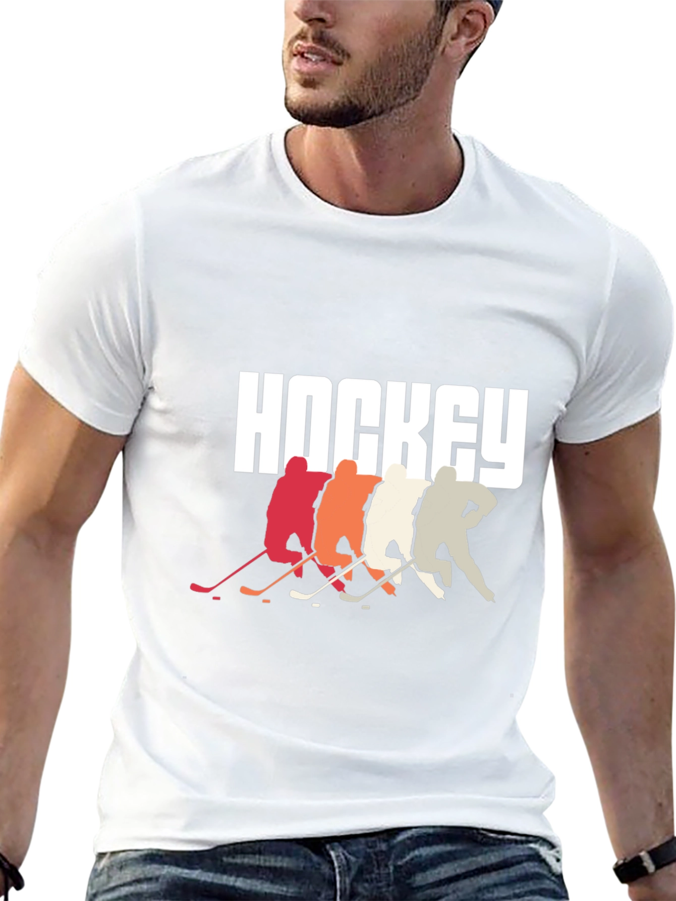 Black Hockey Players Graphic Tee - Retro Style, Cool Design view 13