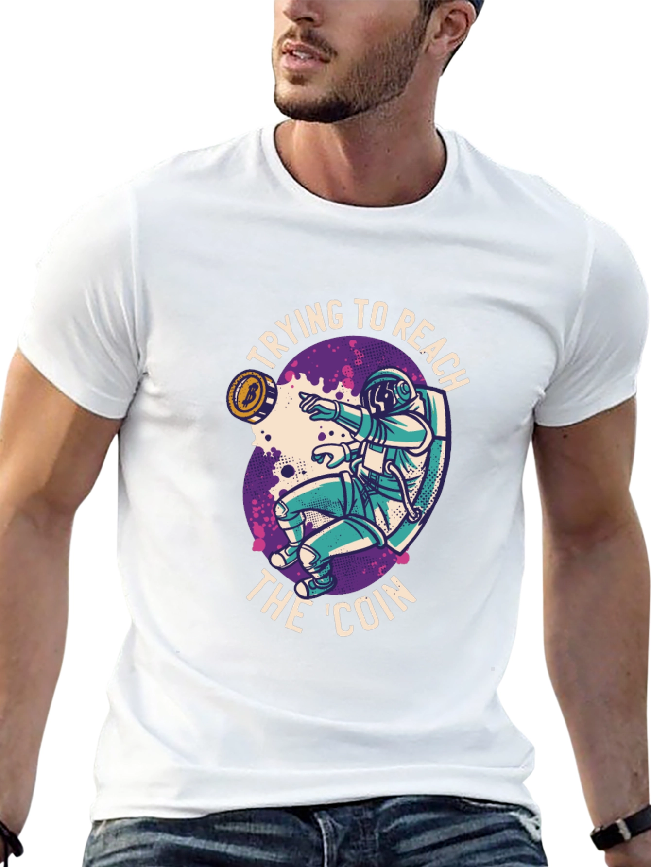 Black Reach the Coin T-Shirt - Crypto Astronaut view 13
