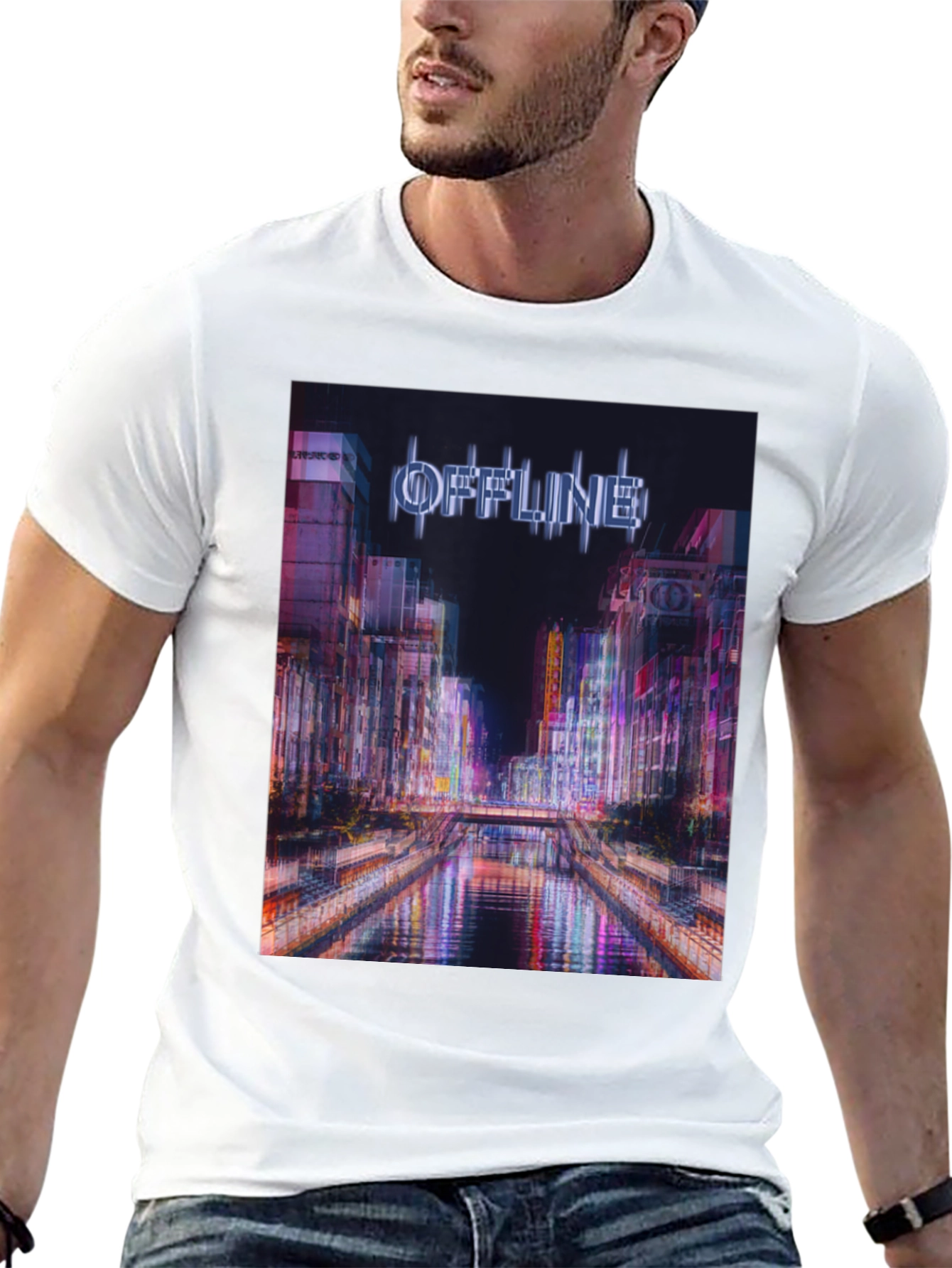 Black Offline Cityscape Graphic T-Shirt view 13